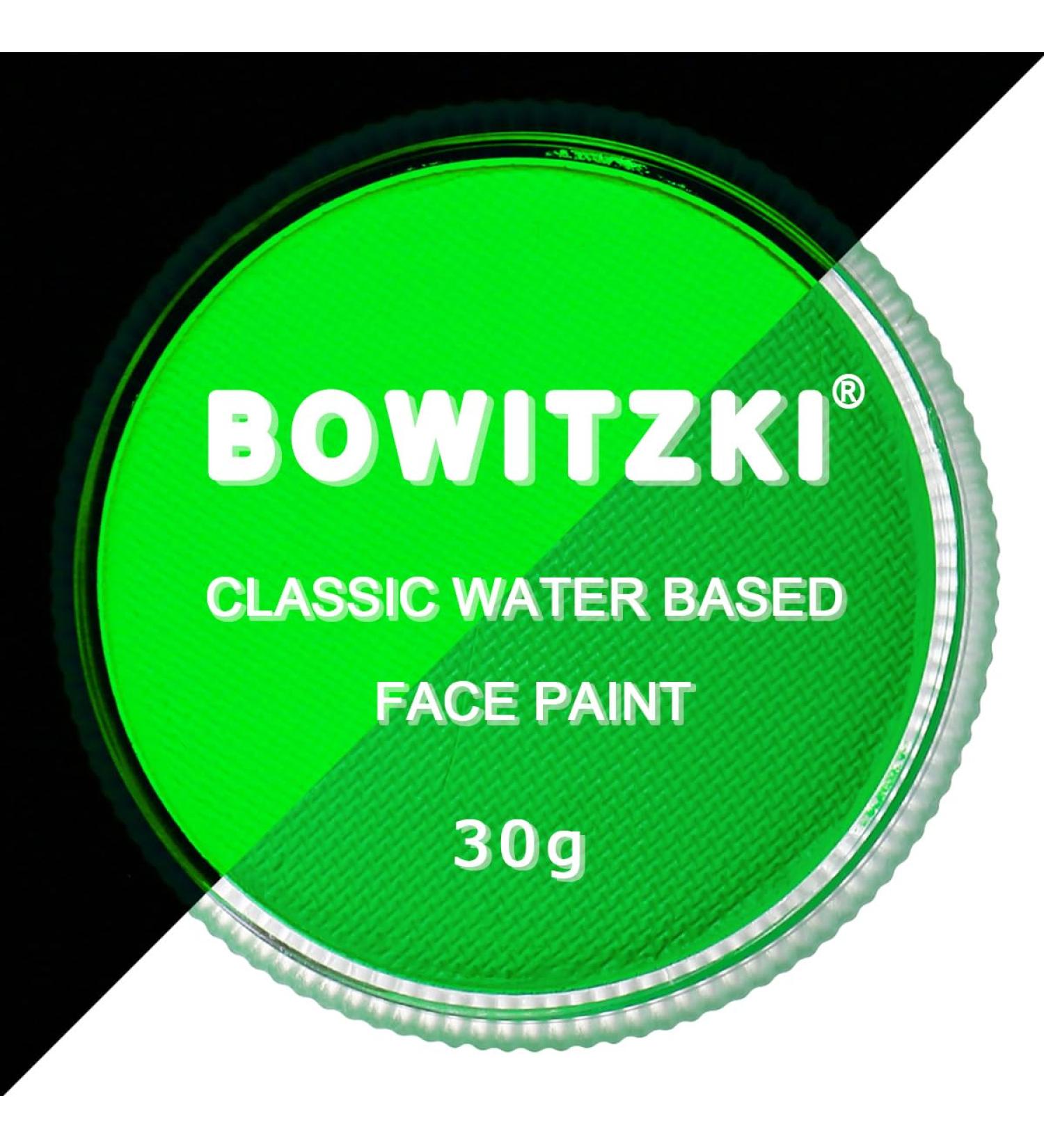 Bowitzki 30g Professional Face Paint Body Paint Water Based Face painting Makeup Safe for Kids and Adults Split Cake Single Color Halloween Christmas (Neon Green) - Buy Online on GoSupps.com