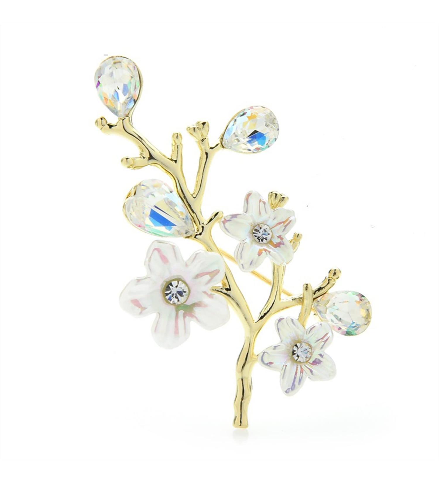 Pin Jewelry Gifts for Women Ladies Fashion Accessories Rhinestone Plum Blossom Brooch Simple Luxury Ladies Brooch Banquet Brooch Brooches & Pins - Buy Online on GoSupps.com