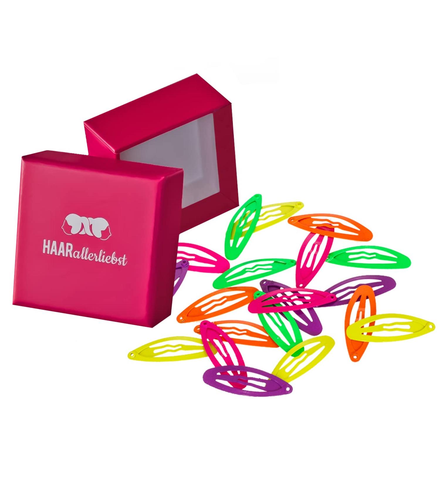 Buy HAARallerliebst Neon Hair Clips (20pcs 3.7cm) in Pink Storage Box | International Shipping Available - Buy Online on GoSupps.com
