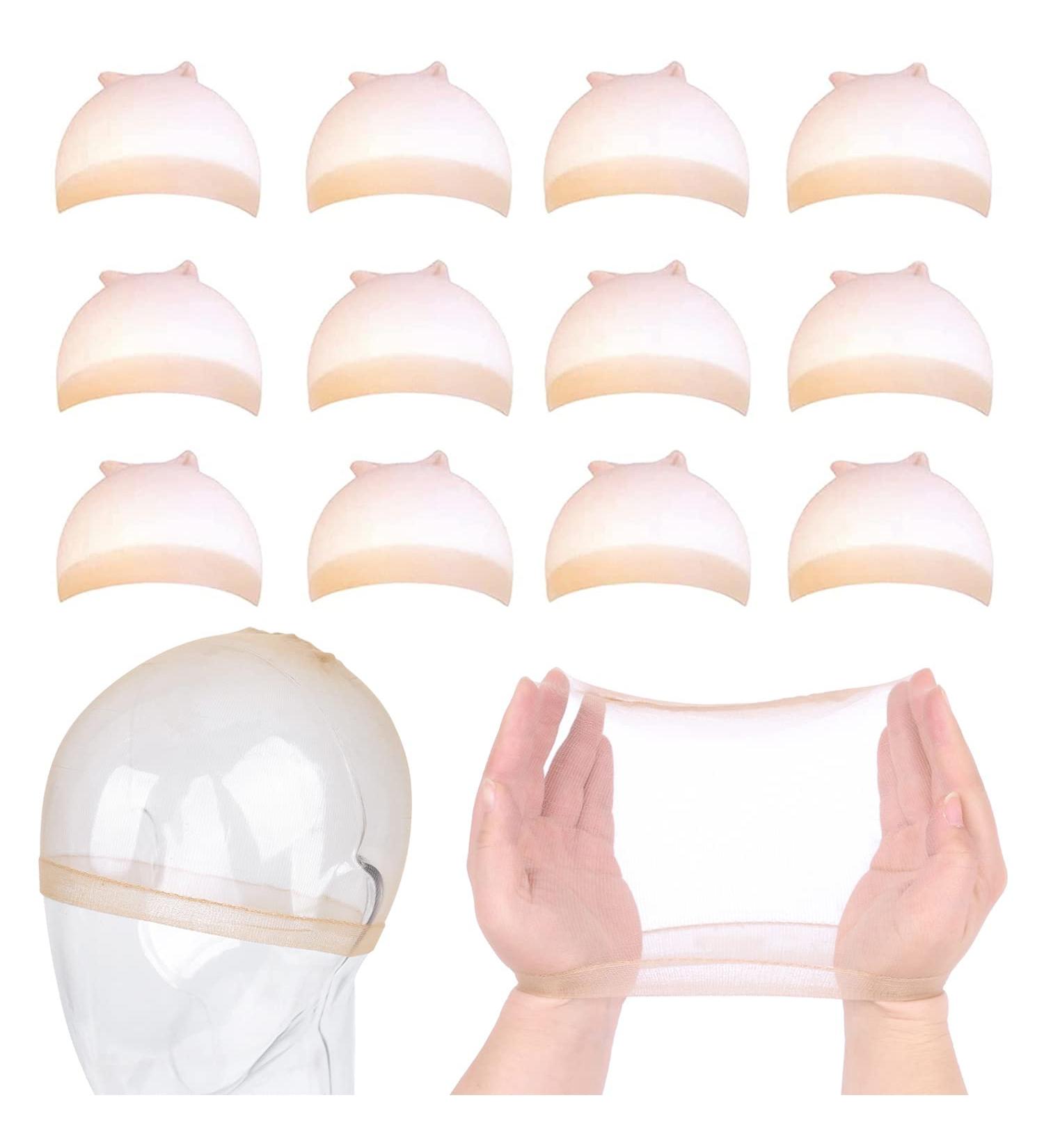 12Pcs HD Stretchy Invisible Wig Cap Set - Thin & Transparent Bald Cap for Women - Ideal for Holding Lace Front Wigs in Place - Buy Online on GoSupps.com