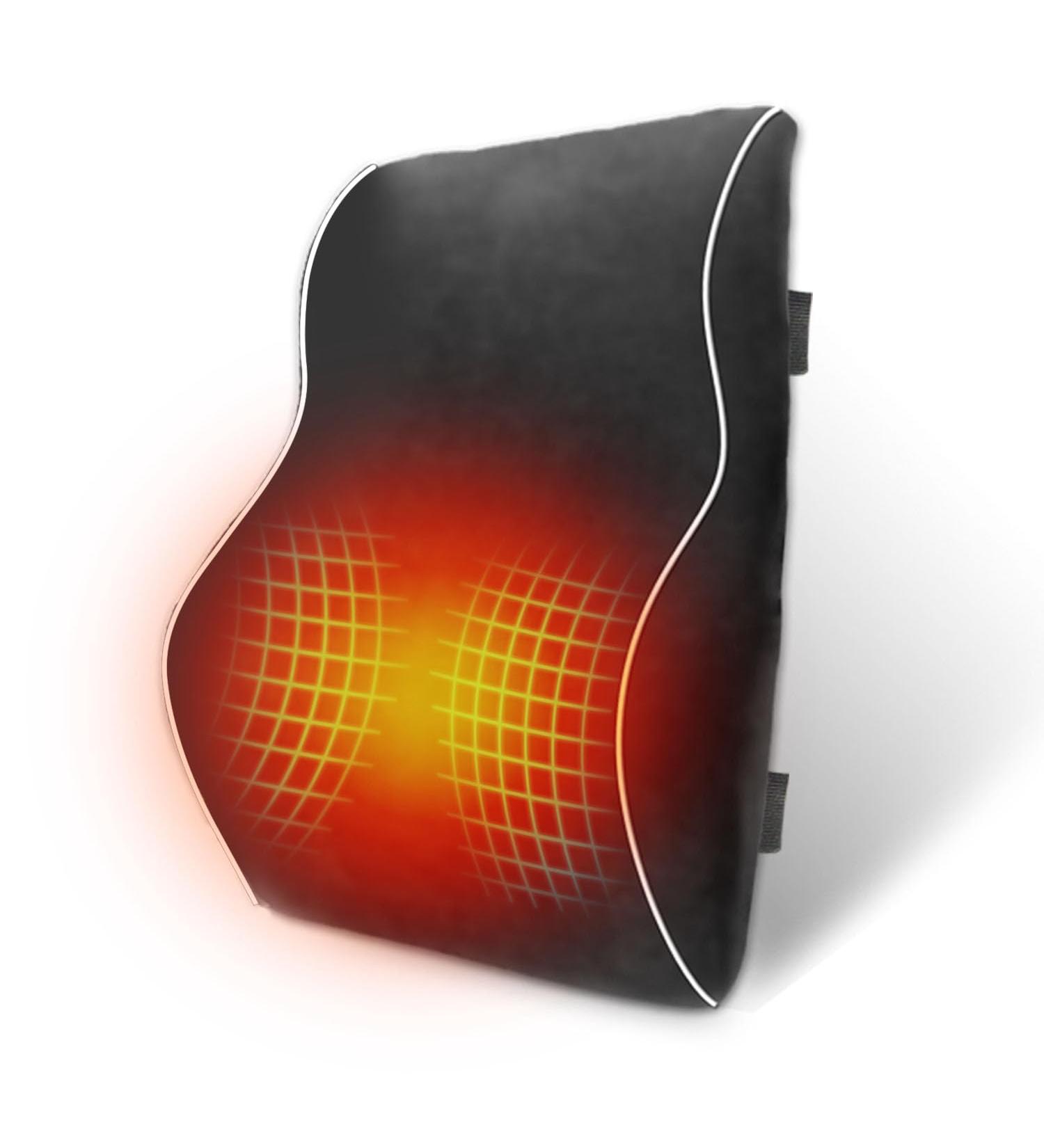 Heated Lumbar Support Pillow 12V Back Support with Heat for Back Pain Relief Improve Posture Large Back Pillow 3 Heat Settings 3 Timer Settings for Office Chair Car Seat - Buy Online on GoSupps.com