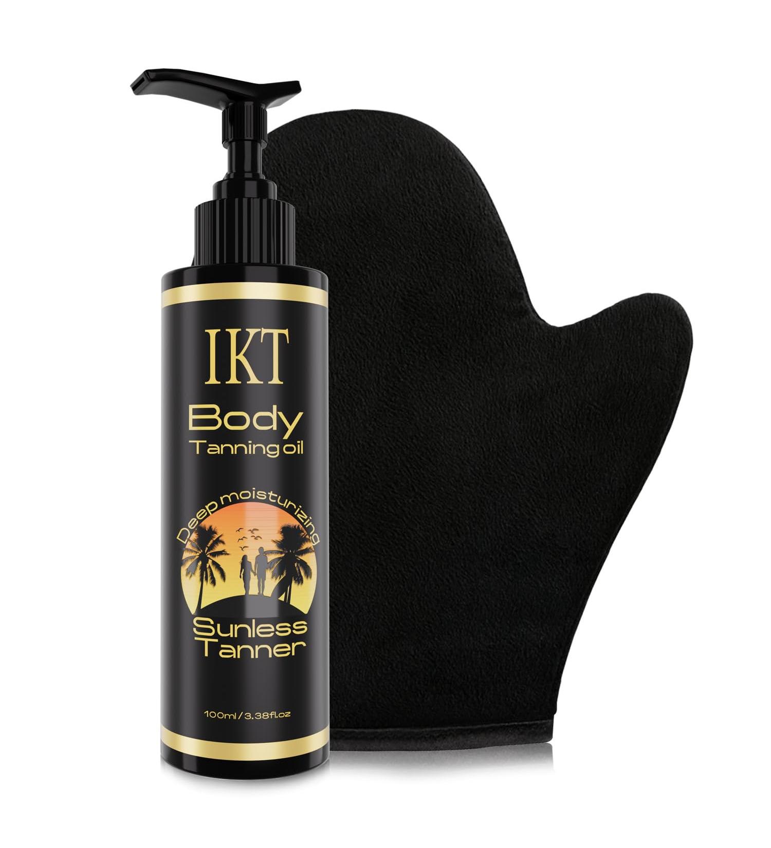 FUNAN Self Tanner Tanning Oil Kit Deep Moisturizing Sunless Tanner with Application Mitt Even & Natural Bronzing Self Tan for Face & Body 3.38 fl oz black2 1 Count (Pack of 2) - Buy Online on GoSupps.com