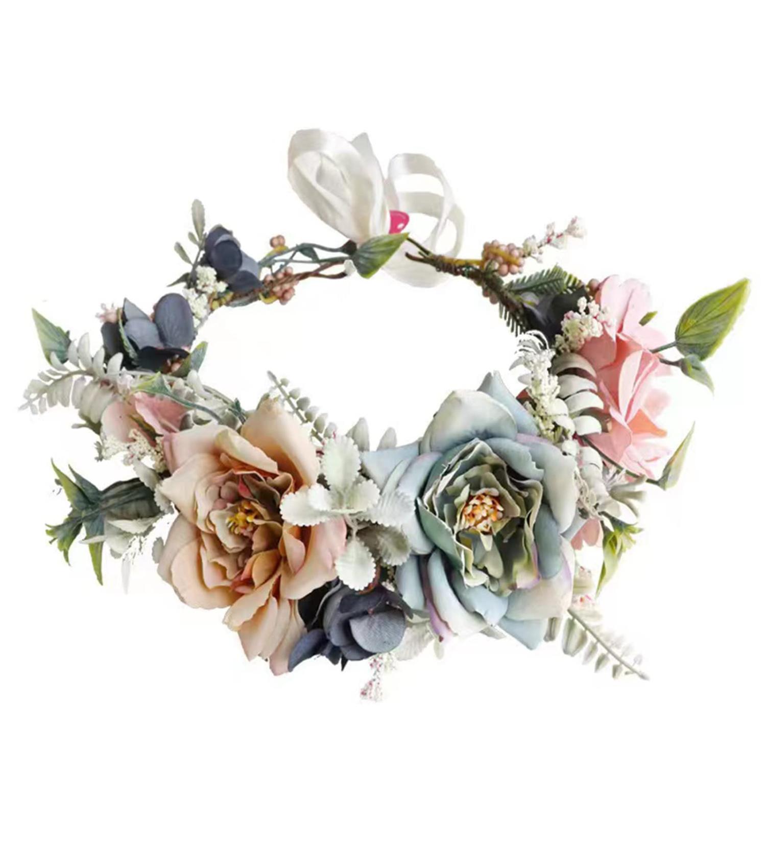 JAWEAVER Retro Flower Crown for Women - Handmade Boho Headpiece for Wedding and Baby Shower - Buy Online on GoSupps.com