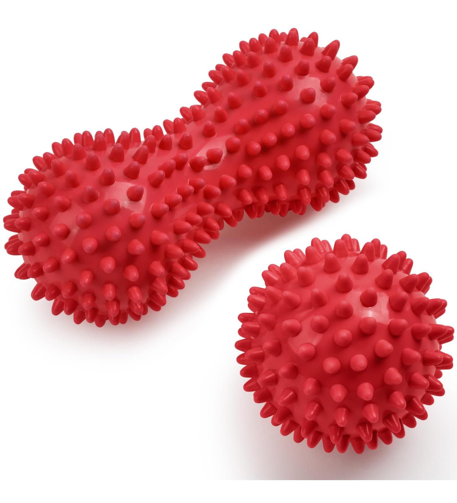 Uraqt Fascia Ball Set - Hedgehog Massage Balls for Muscle Tension Relief | Ideal for Feet Back Neck & Hands (Red) - Buy Online on GoSupps.com