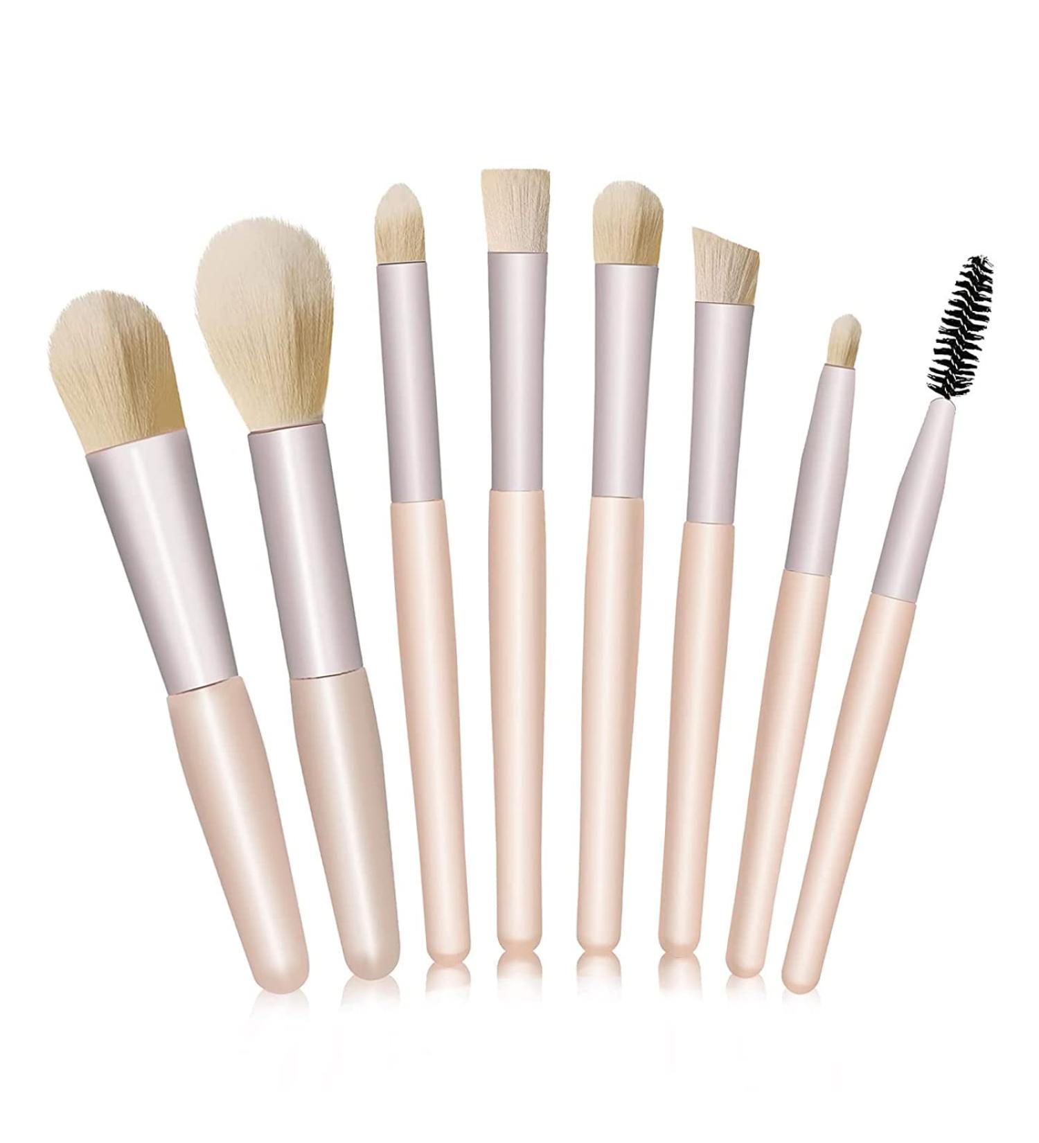 8 Piece Apricot Makeup Brush Set - Foundation Eyeshadow Eyeliner & More | International Shipping - Buy Online on GoSupps.com