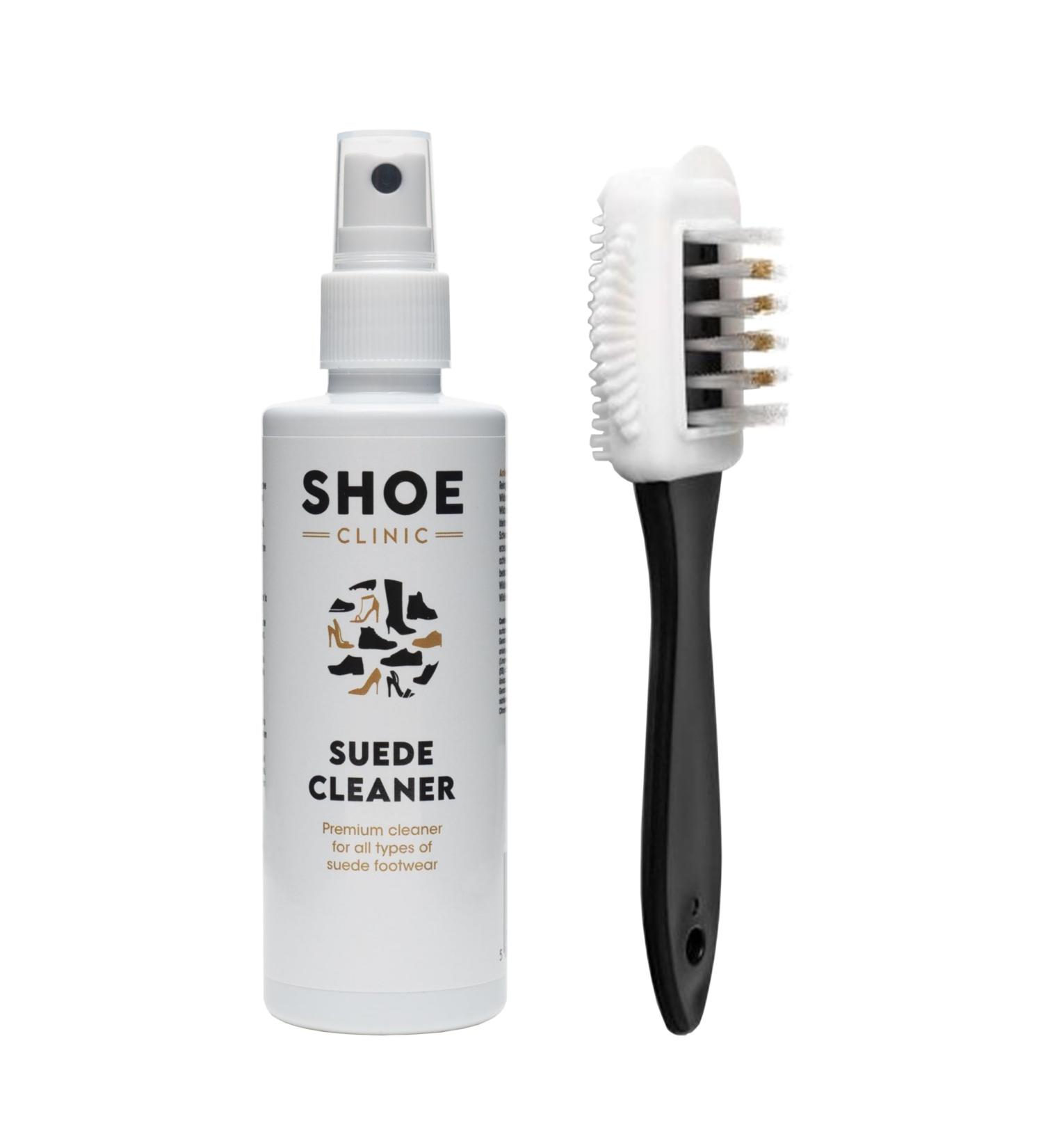 Shoe Clinic Suede Cleaner and Suede Protector 125ml | Deep Cleans & Protects | Use on Dress Shoes Trainers Boots Heels Sandals Suede cleaner and brush - Buy Online on GoSupps.com