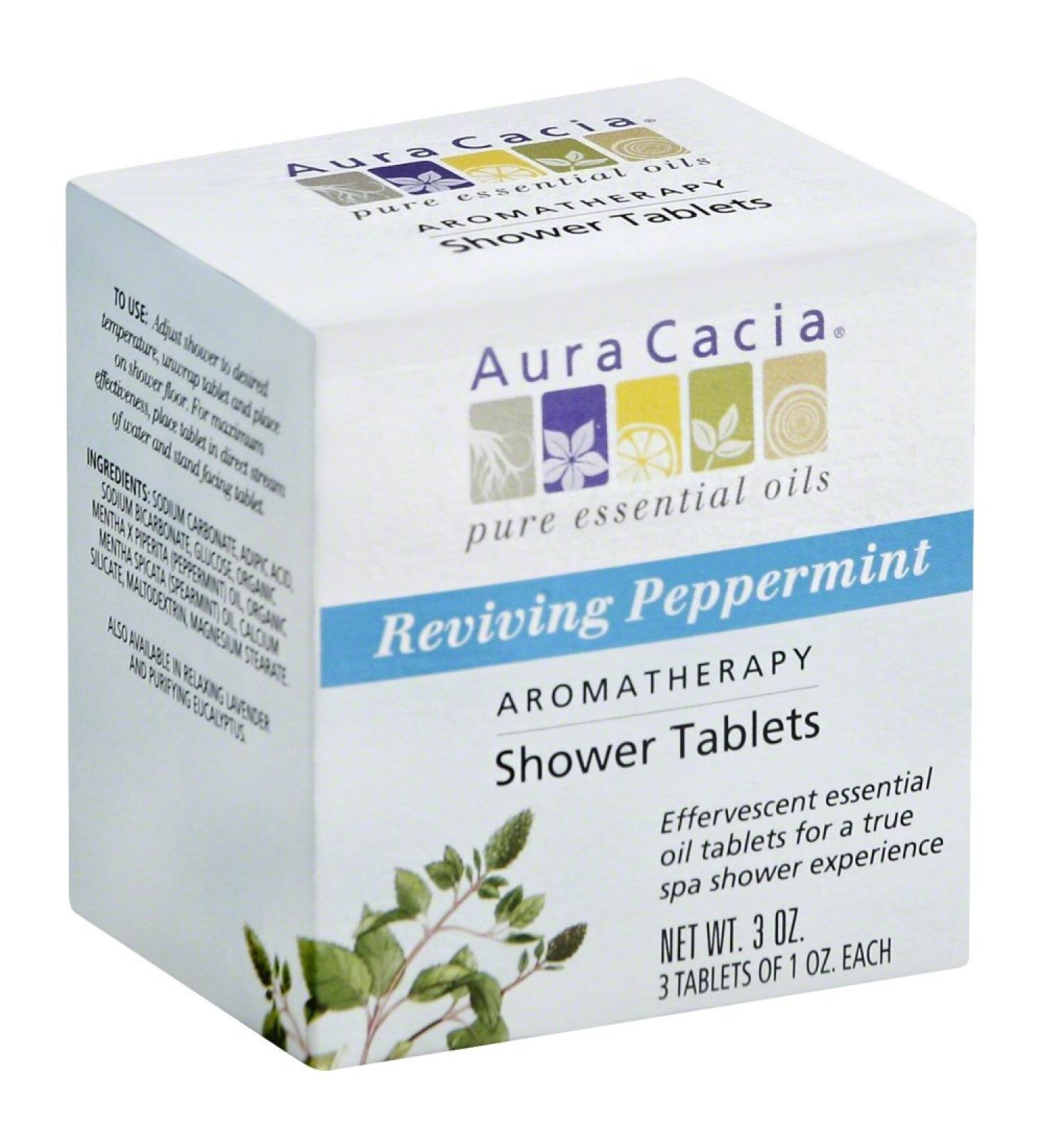 Aura Cacia Aromatherapy Shower Tablets Reviving Peppermint 3 ea (Pack of 8)