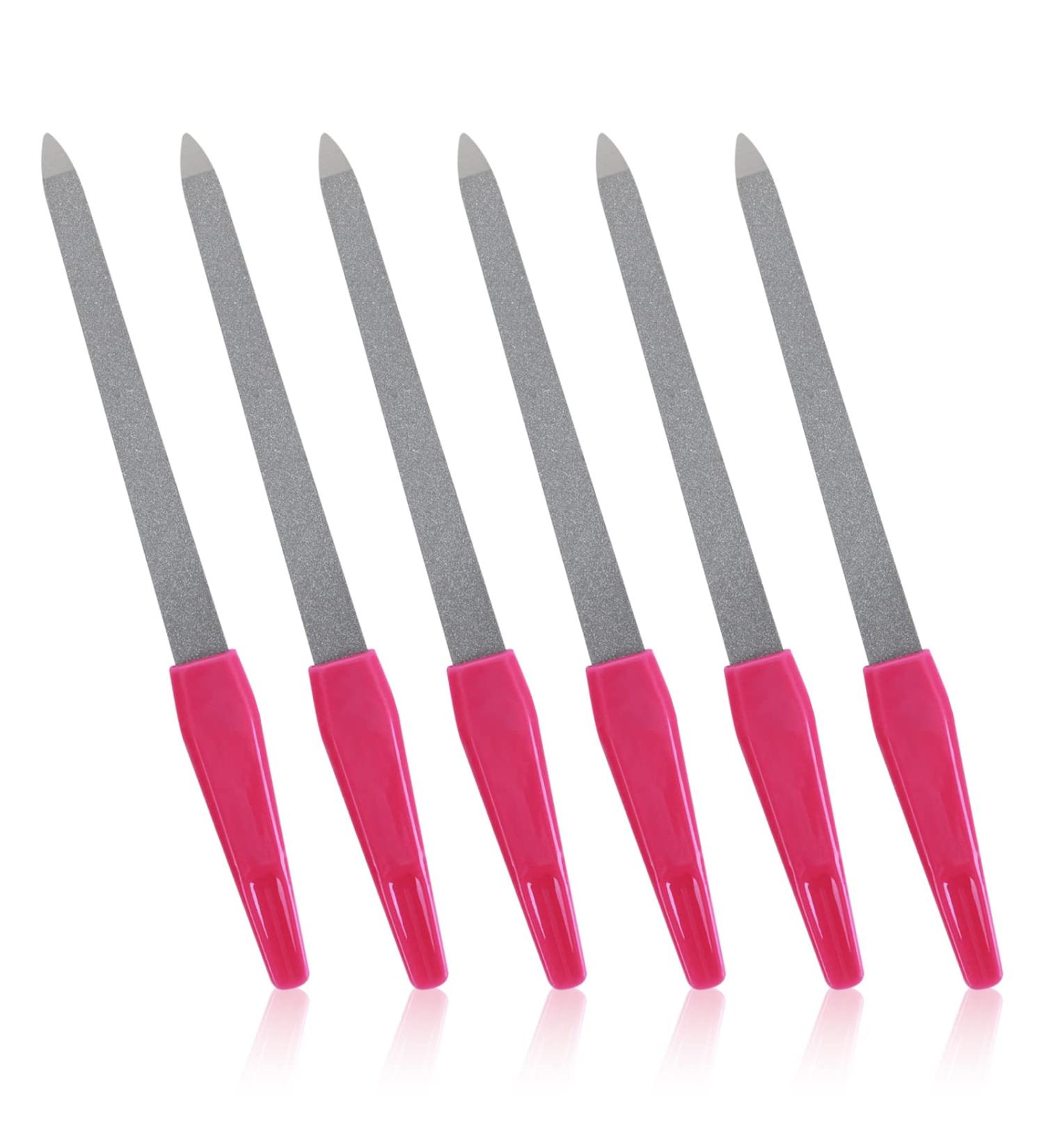 TIESOME 6Pcs Stainless Steel Sword Nail Files with Non-Slip Handle - Double Sided Sapphire File for Manicure Pedicure - Nail Care for Women and Men - Buy Online on GoSupps.com