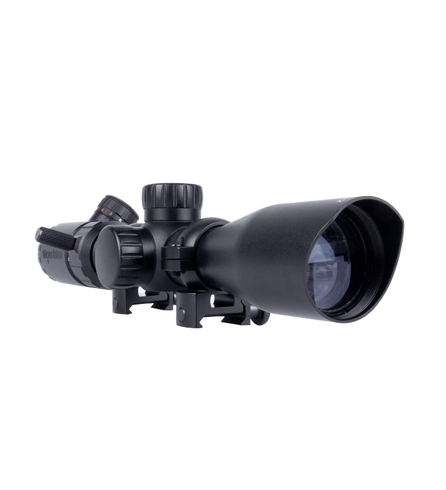 Monstrum 3-9x32 Rifle Scope with Rangefinder Reticle and High Profile Rings - Black - Buy Online on GoSupps.com