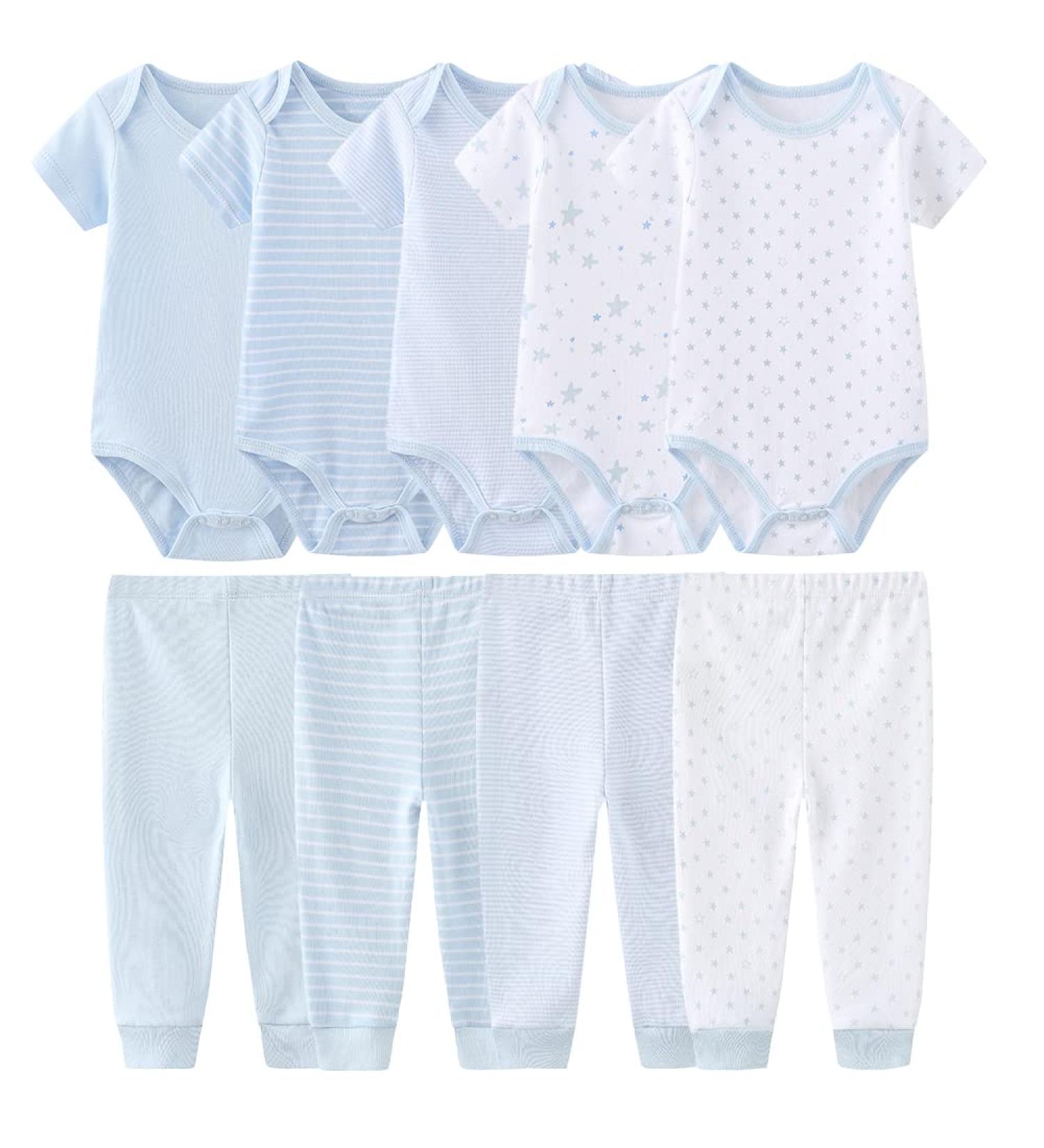 MAMIMAKA Baby Bodysuits and Pants Set - Short Sleeve Onesies for Boys and Girls - Size 6-9 Months - Buy Online on GoSupps.com