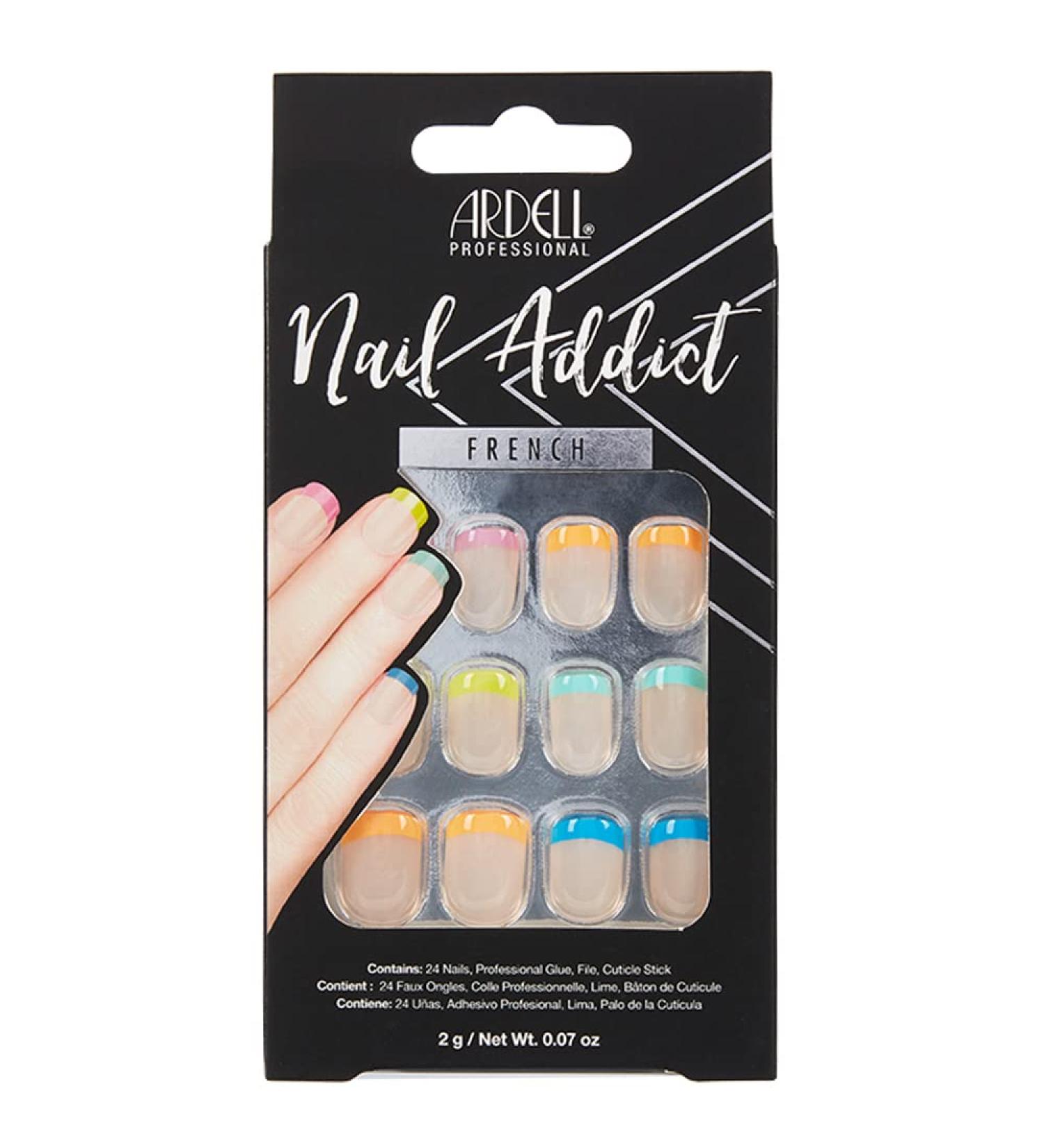 Ardell Nail Addict - Rainbow French | 24 Colorful Press-On Artificial Nails with Glue & File | Short Tips Glebenagel Set for Beautiful Fingernails - Buy Online on GoSupps.com