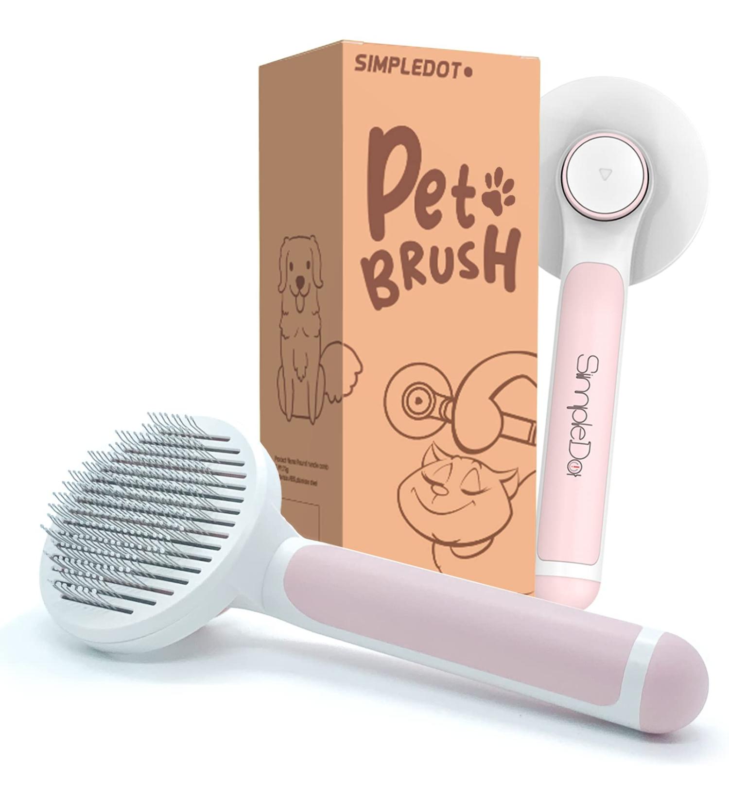 SimpleDot Self Cleaning Slicker Brush for Dogs and Cats - Pet Grooming Brush for Undercoat and Loose Hair Removal - Massages and Detangles - Suitable for All Hair Types - Pink - Buy Online on GoSupps.com