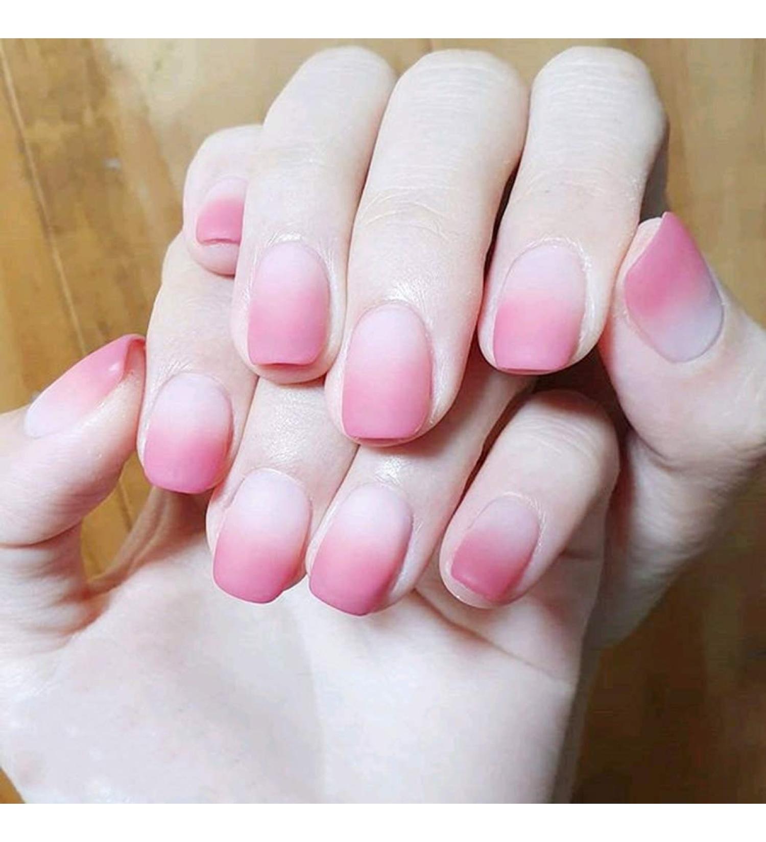 Sethexy Pink Gradient Matt Short False Fingernails - 24 Acrylic Press-On Nail Tips for Women & Girls | International Shipping Available - Buy Online on GoSupps.com
