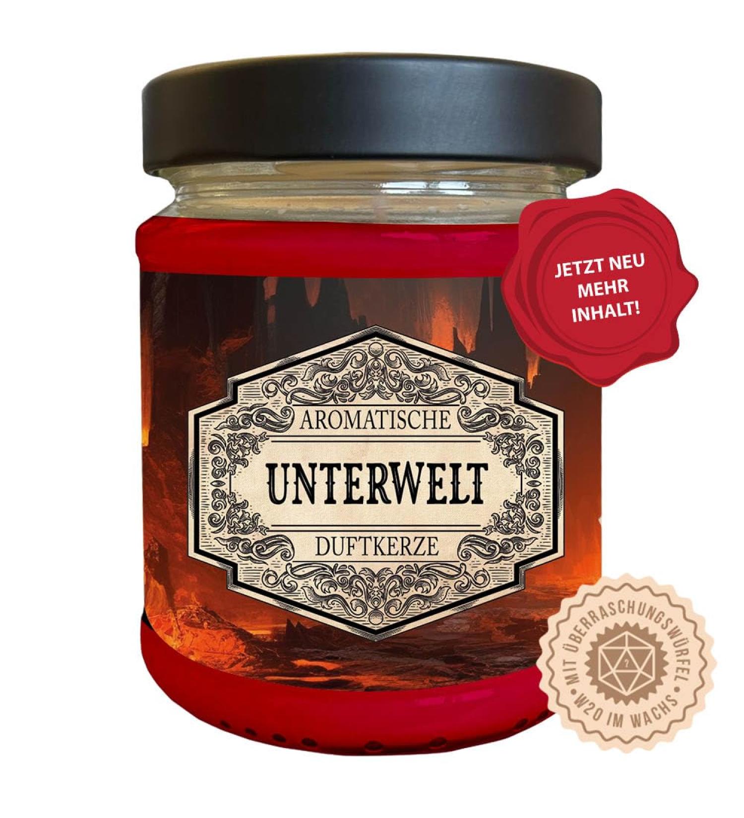 Role play fragrance candle underworld with a hidden D20 cube - handmade in Germany (new size) 240ml approx. 40 hours of burning time ...