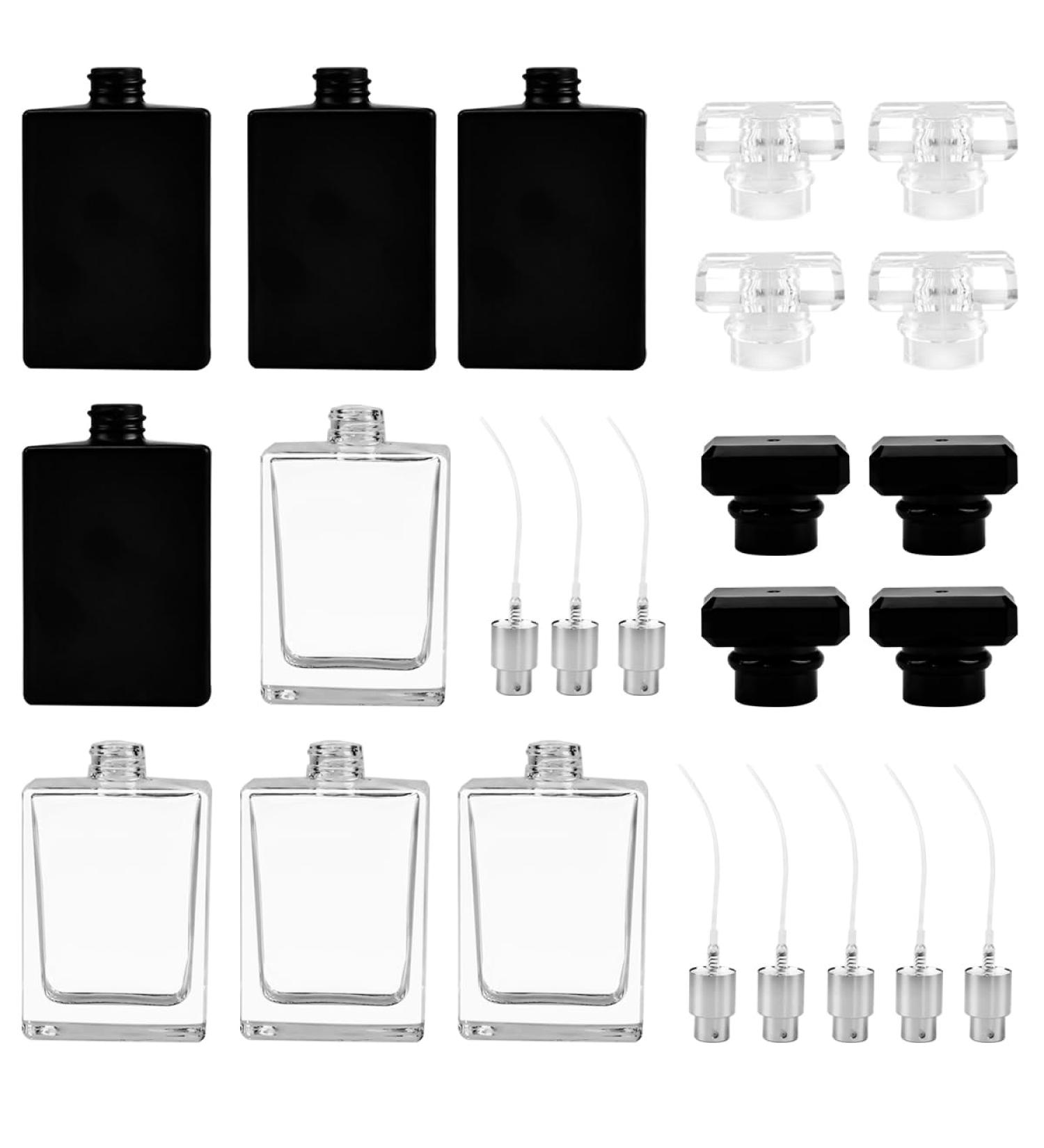 Enenes Glass Refillable Perfume Bottle 8Pcs - Portable 30ml Square Empty Atomizer Set (4 Black, 4 White) - Buy Online on GoSupps.com