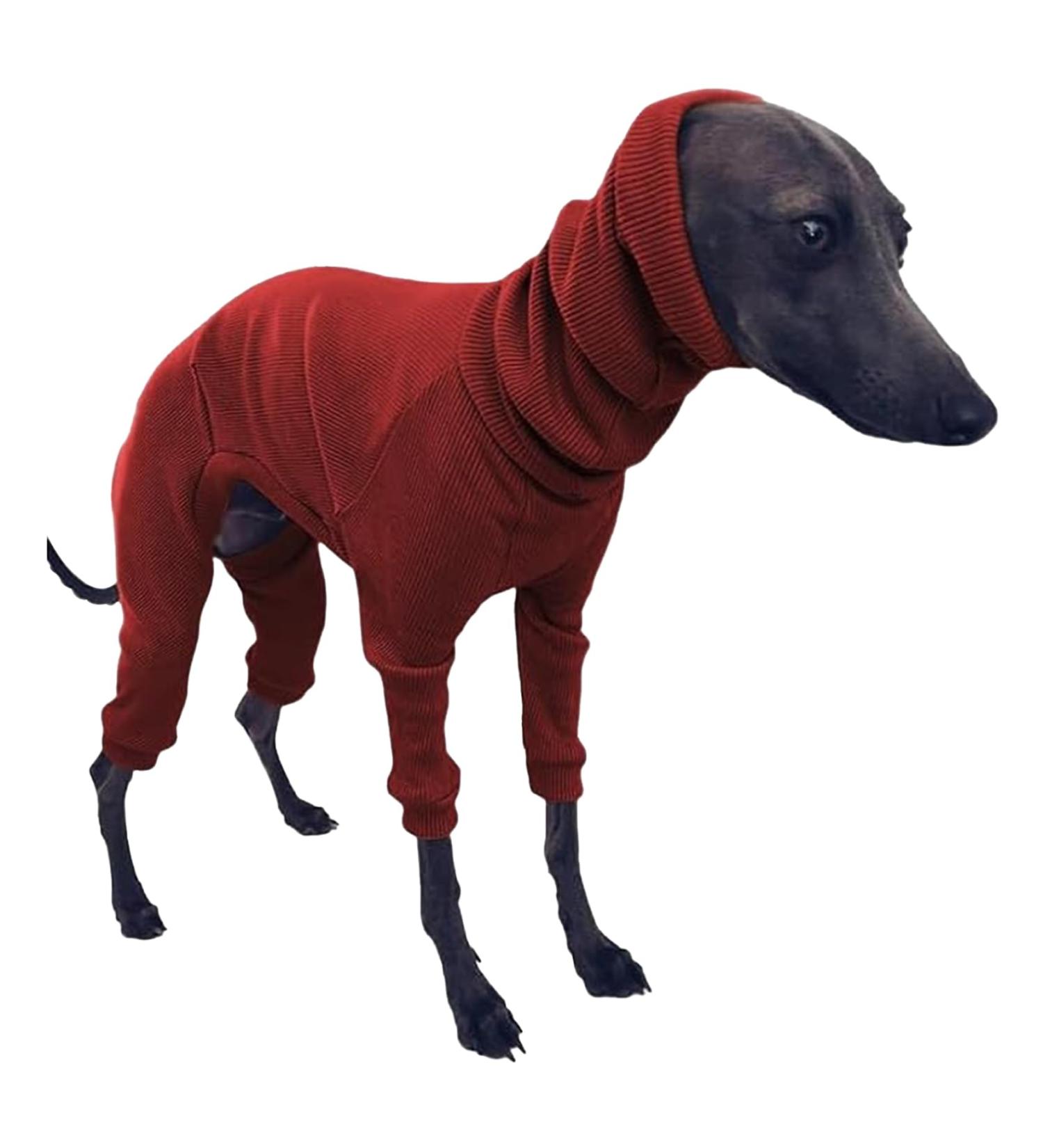 Greyhound Sweater for Dogs Dog Jumpers Pet Sweater Cotton Greyhound Pajamas Four-Legged Greyhound Clothes Hooded Whippet Pajamas Stretchable Warm Dog Coat L red L - Buy Online on GoSupps.com