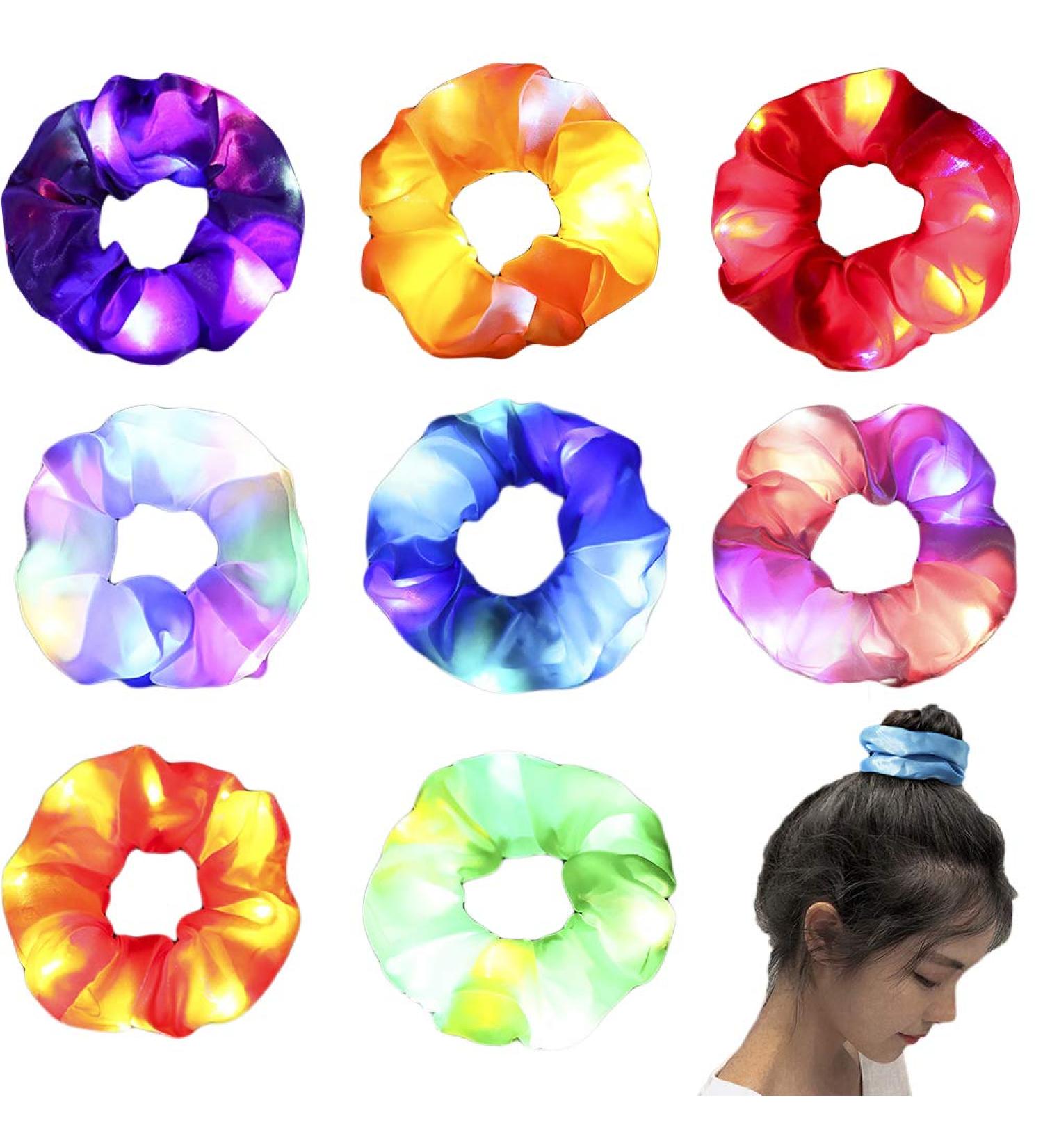 8 PCS LED Light Hair Scrunchies | Multiple Light Modes for Party, Birthday, Christmas | LED Hair Ties Hair Accessories - Buy Online on GoSupps.com