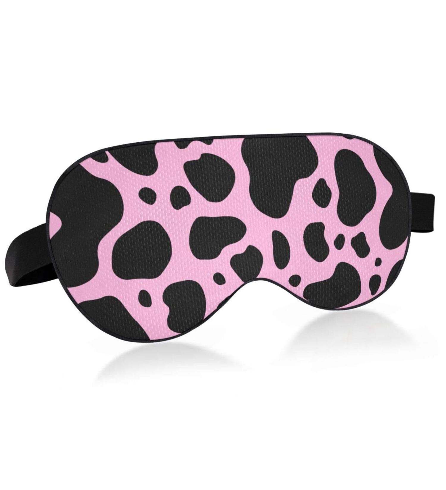 Haskirky Light Blocking Eye Mask - Adjustable Breathable Comfort for Business Travel, Yoga, Meditation - Pink Cow Print - Buy Online on GoSupps.com