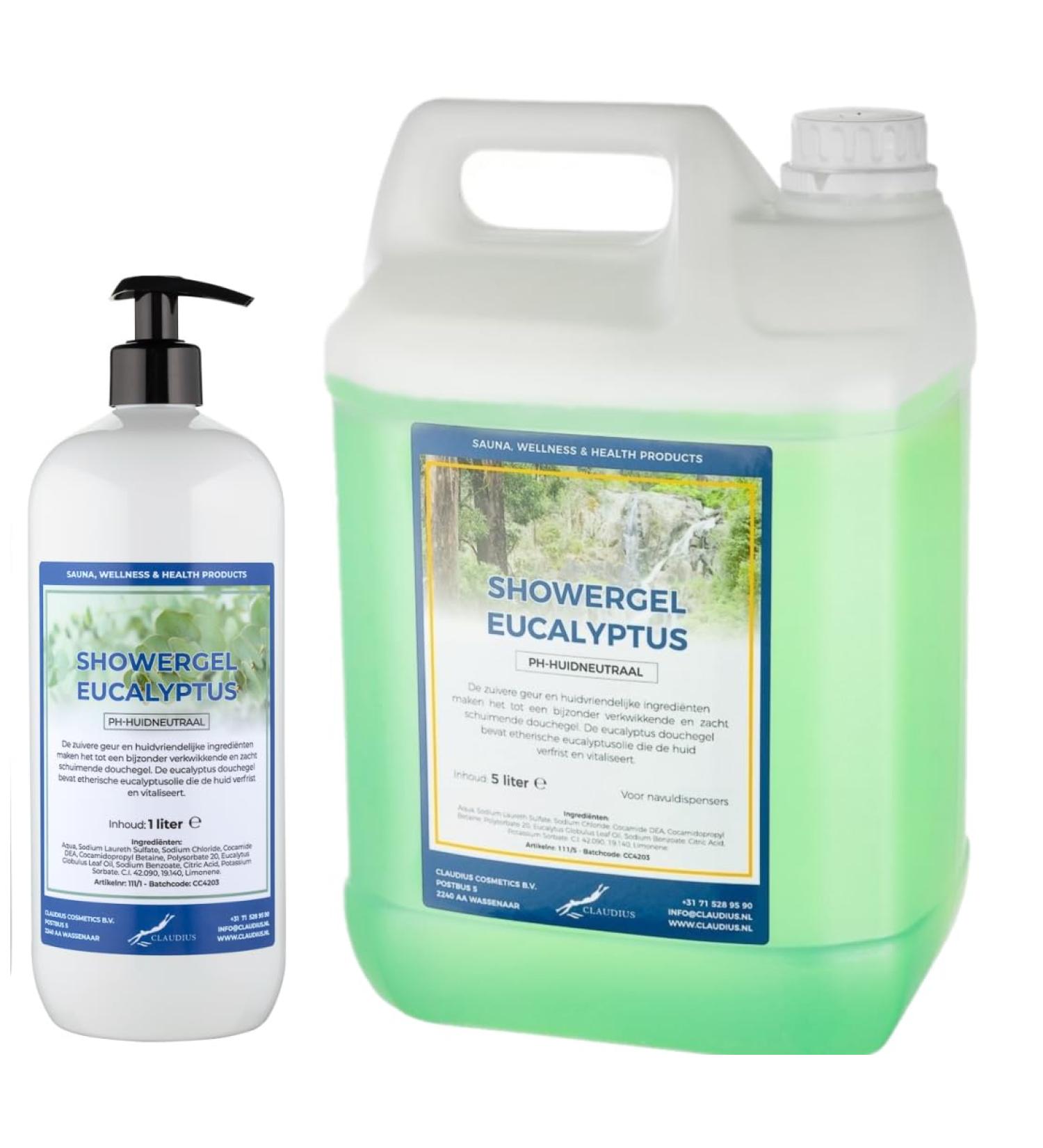 Claudius Showergel Eucalyptus 5 liter + 1 liter met pomp wit