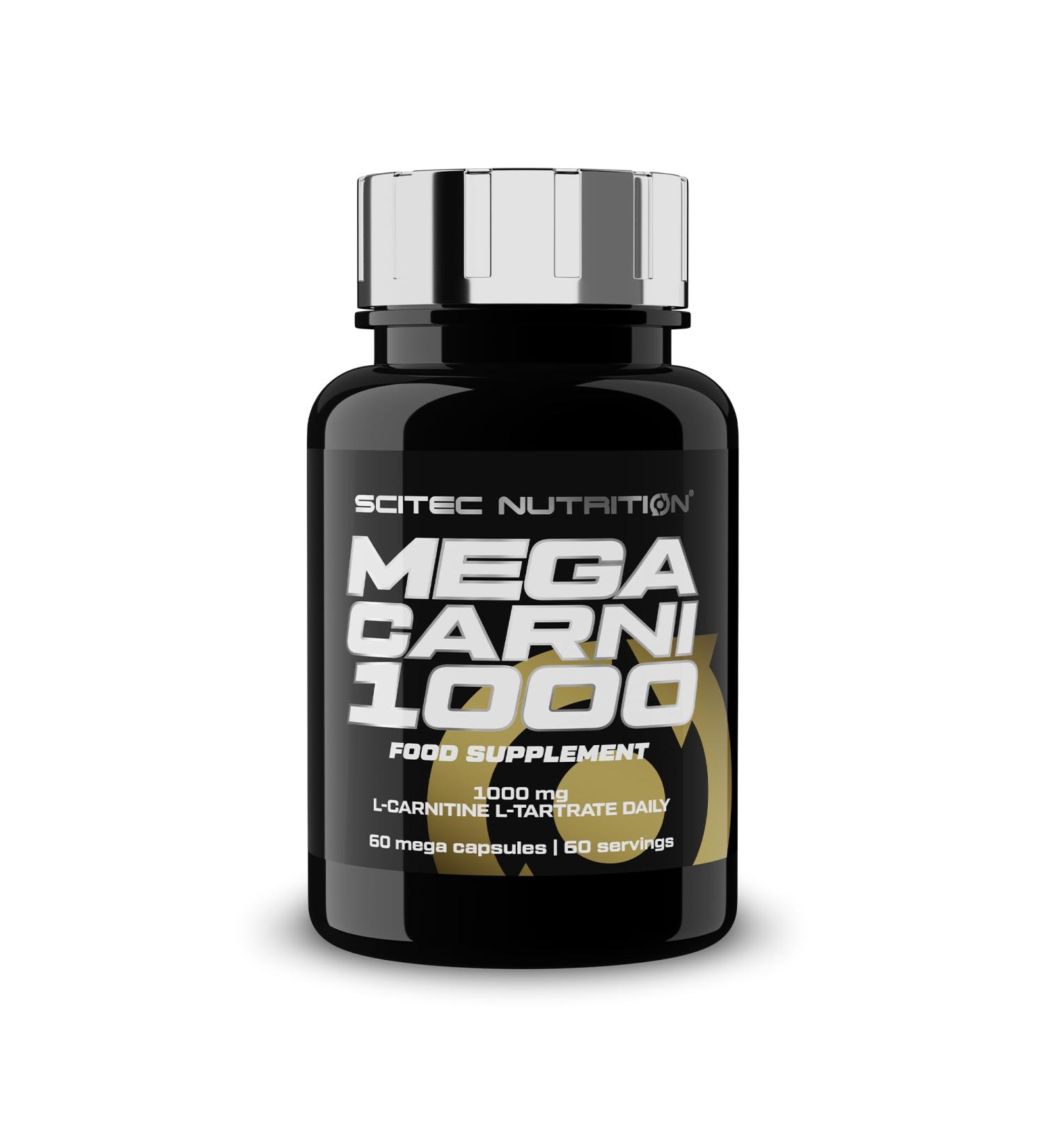 Scitec Nutrition Mega Carni 1000 | 1000mg L-Carnitine L-Tartrate Per Serving | High Dose Formula | Caffeine Free 60 Mega Softgels - Buy Online on GoSupps.com