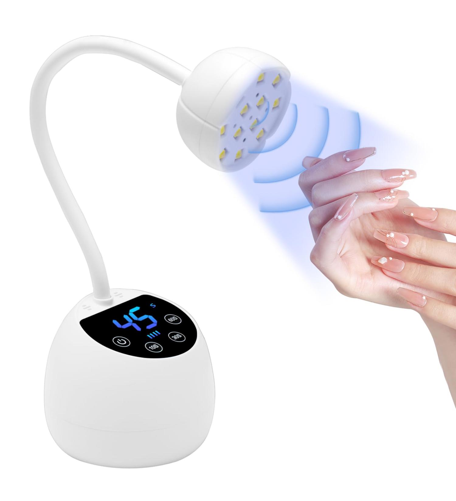 CGBE Mini UV Nail Lamp with Smart Auto Sensor and Display 12 Beads Mini Nail Lamp UV Lamps for Gel Nails with 4 Modes Portable LED Nail Lamp with USB Charging Cable in Salon Or DIY at Home - Buy Online on GoSupps.com