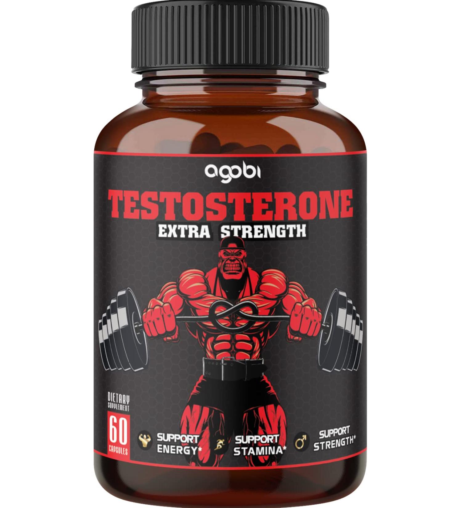 Men's Energy Support Supplement with Ashwagandha, Tribulus, Ginseng - 9200mg Equivalent - 60 Vegan Capsules - Buy Online on GoSupps.com