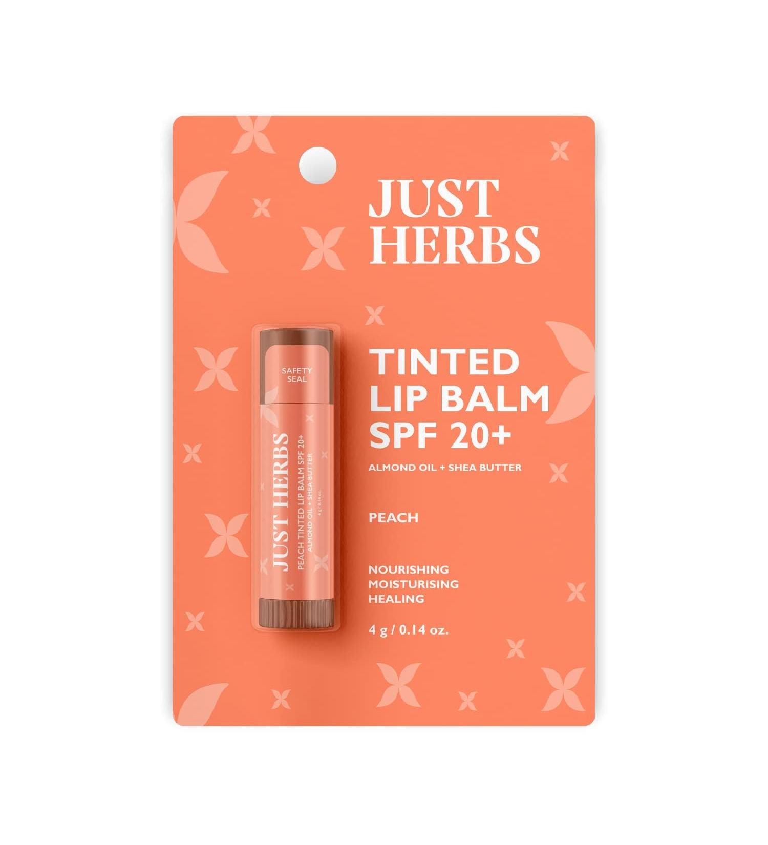 Tinted Lip Balm with SPF 20+ | Vegan Lip Care for Men & Women | Moisturizes & Lightens Dark Lips | Hydrating 4gm Peach - Buy Online on GoSupps.com