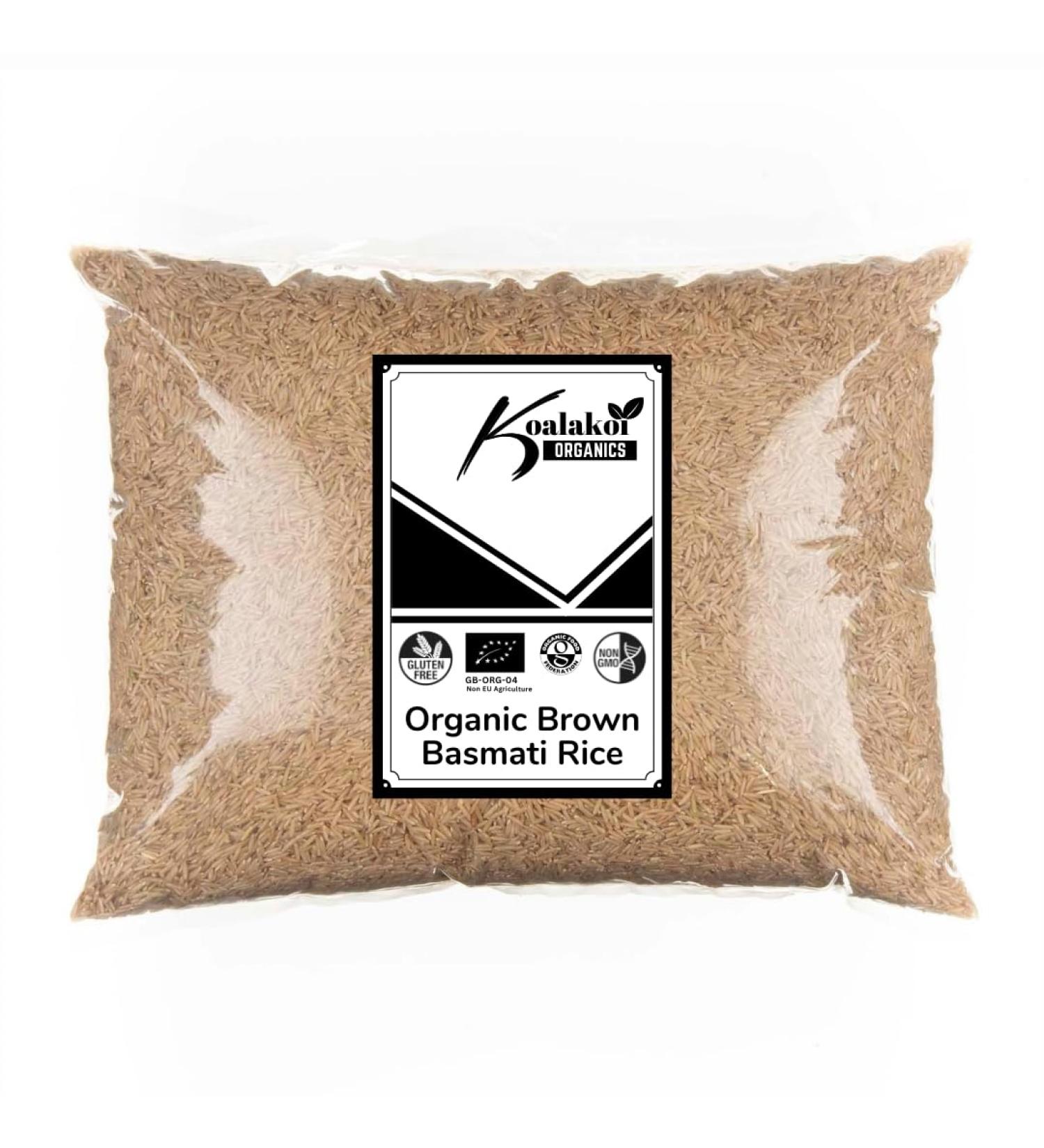 ORGANIC Premium non-GMO Brown basmati Rice (5kg) 100% Natural no Additives or Preservatives Vegan Baking & Cooking healthy & safe option for Vegetarians - Free UK delivery by Koalakoi - Buy Online on GoSupps.com