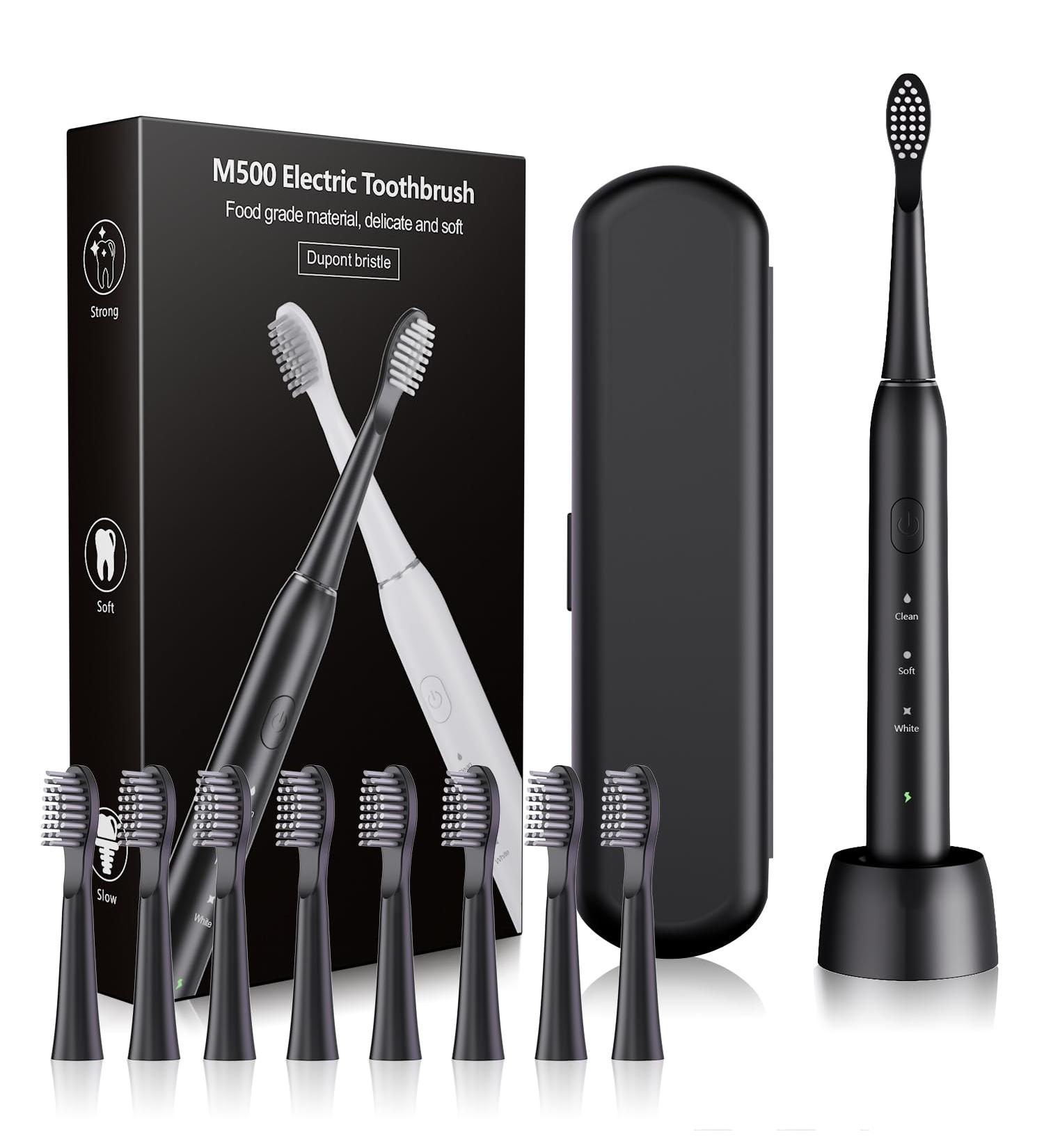 Buy SARMOCARE Electric Toothbrush for Adults - 8 Brush Heads Travel Case Fast Charge 3 Modes 2-Minute Timer 42000 VPM Sonic - Black - Buy Online on GoSupps.com