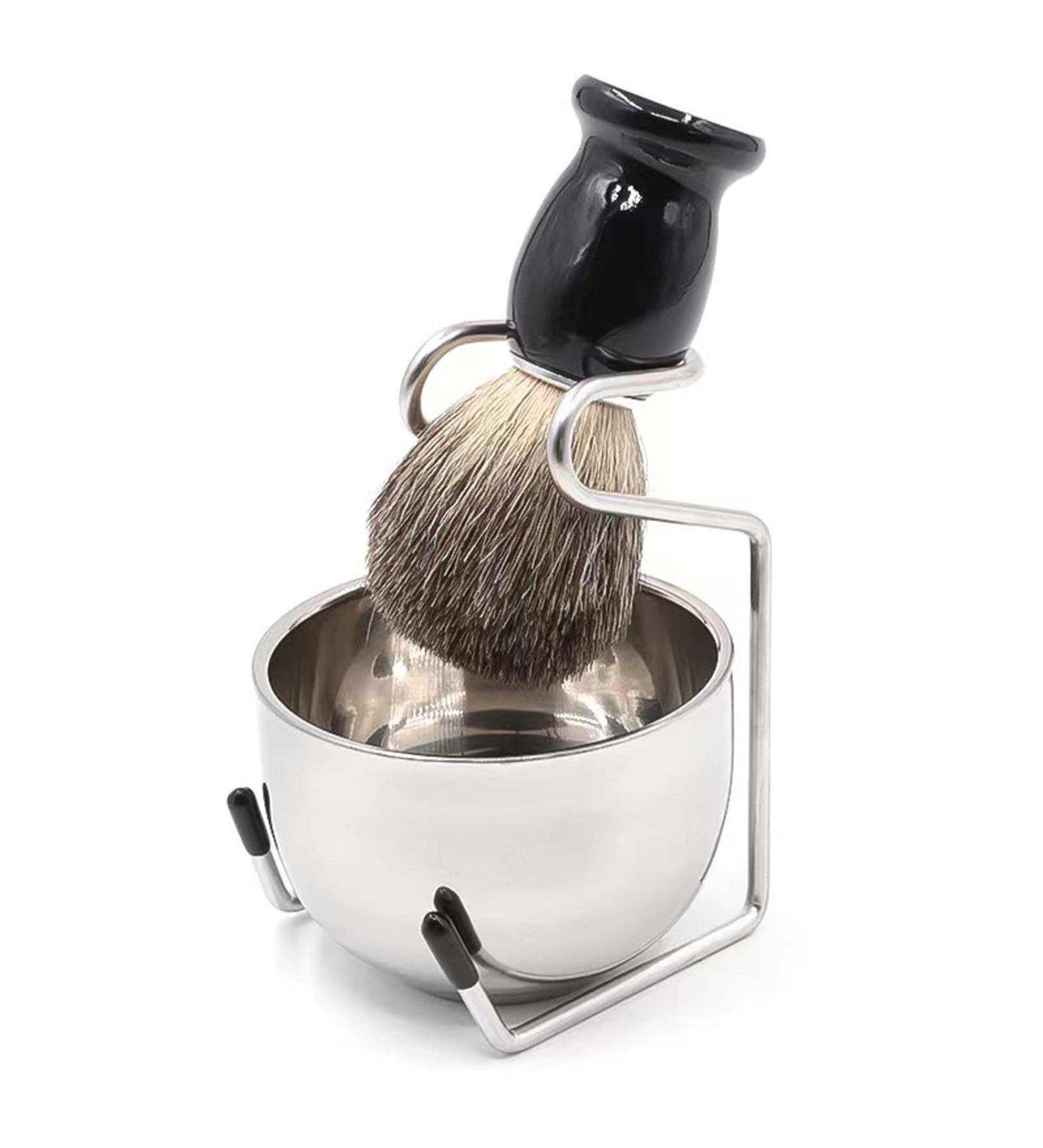 Elvielsl Men's 3-in-1 Shaving Kit with Badger Hair Brush and Stainless Steel Bowl - Traditional Wet Shave Set for Men - Buy Online on GoSupps.com