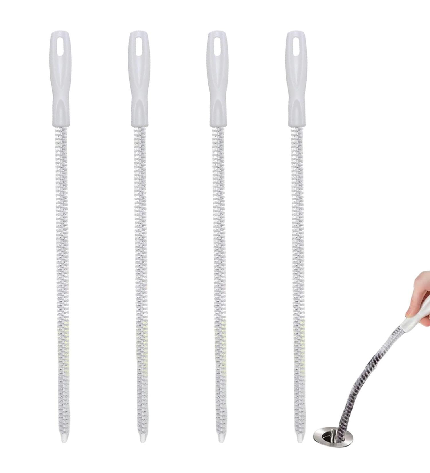 Long-handled Cleaning Brush - 4 Sink Hair Cleaning Brush Extra-long Drain Brush | Hangable Bendable 17.7 Inches Pipe Cleaner Brush For Toilet Clogged Drains (White) - Buy Online on GoSupps.com