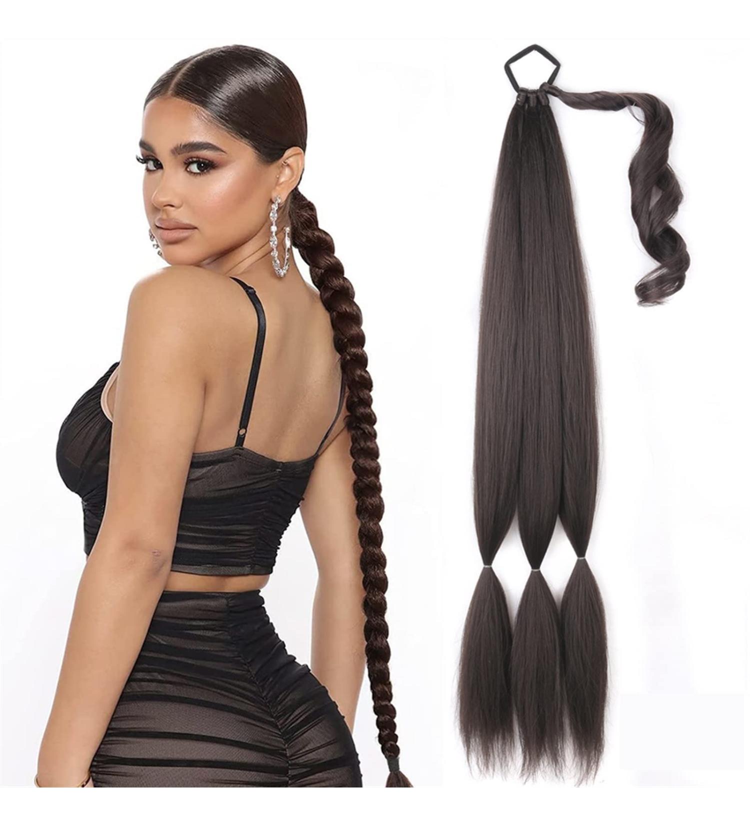 Ponytail Extensions Tie Fake Hair Extensions Long Synthetic Braided Ponytail Hair Extension for Women Hairpiece Pony Tail with Hair for Women(Color:Natural Black) - Buy Online on GoSupps.com