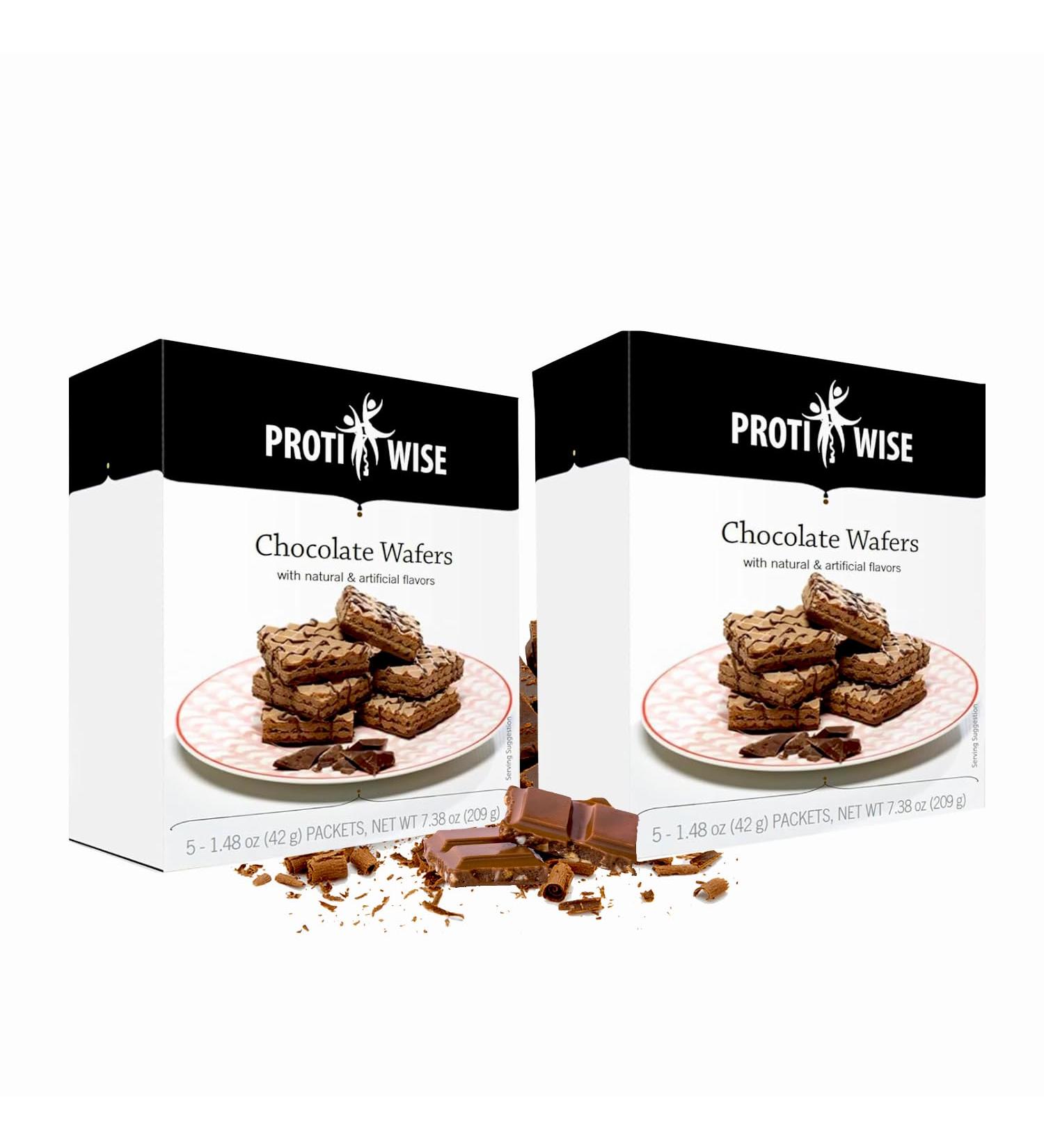 ProtiWise High Protein Wafers | Chocolate | 15g Protein Per Serving Low Carb Low Sugar High Fiber Snack | Gluten-Free Keto-Friendly Diet for Hunger Control & Weight Loss | Pack of 2 (5/Box) - Buy Online on GoSupps.com