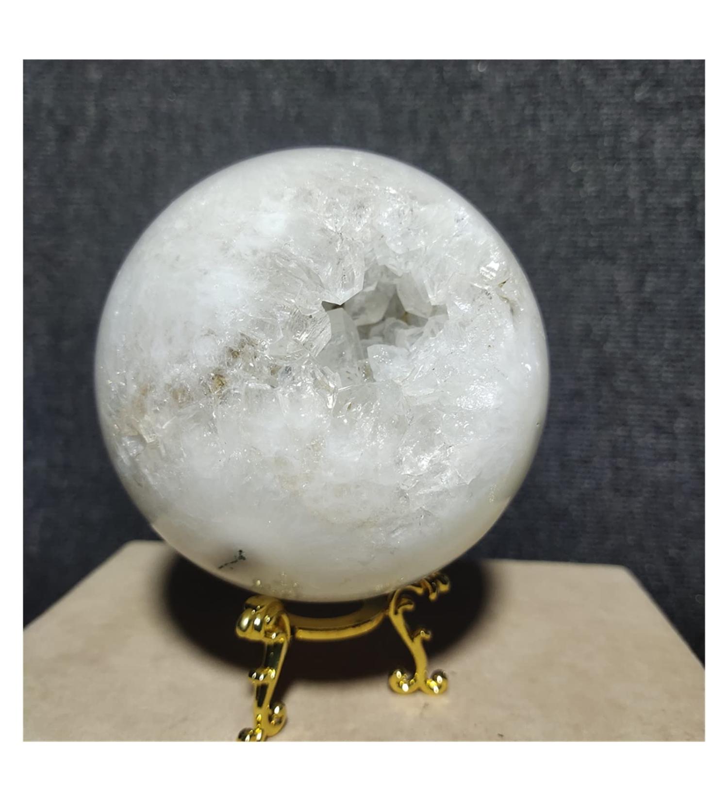 Natural Sphere Natural White Crystal Cave Moss Water Grass Agate Ball Feng Shui Home Decoration 1pc 1100-1200g - Buy Online on GoSupps.com