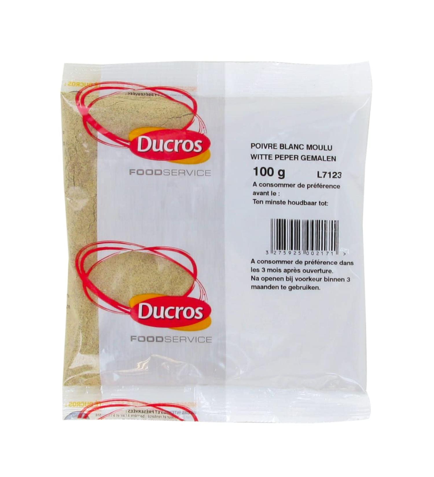 Ground white pepper 100g - Ducros brand - 2 sachets