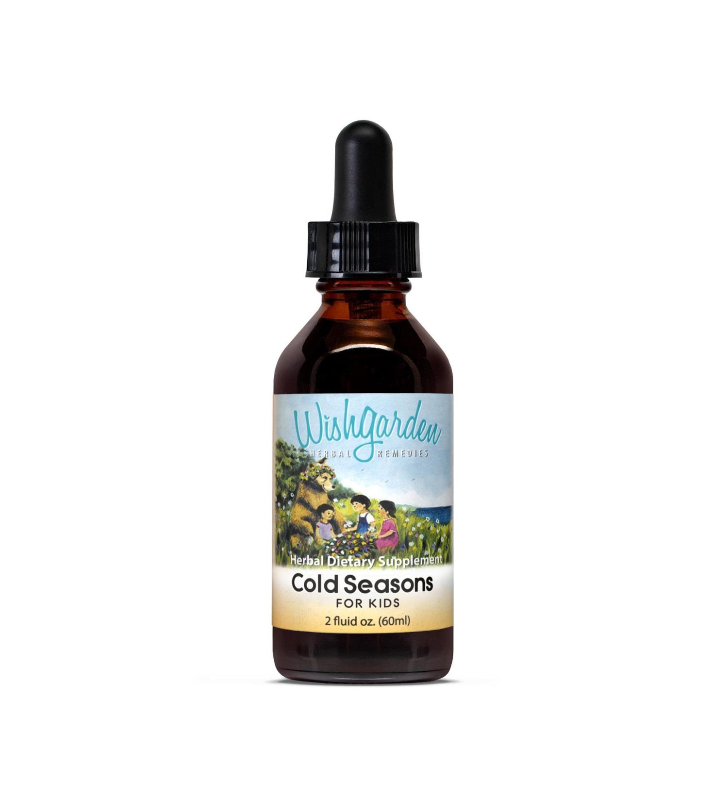 WishGarden Herbs Cold Seasons for Kids - Herbal Cold Remedy with Thyme, Elderflower, Wild Cherry Bark & Yerba Santa Leaf 2oz Tincture - Buy Online on GoSupps.com