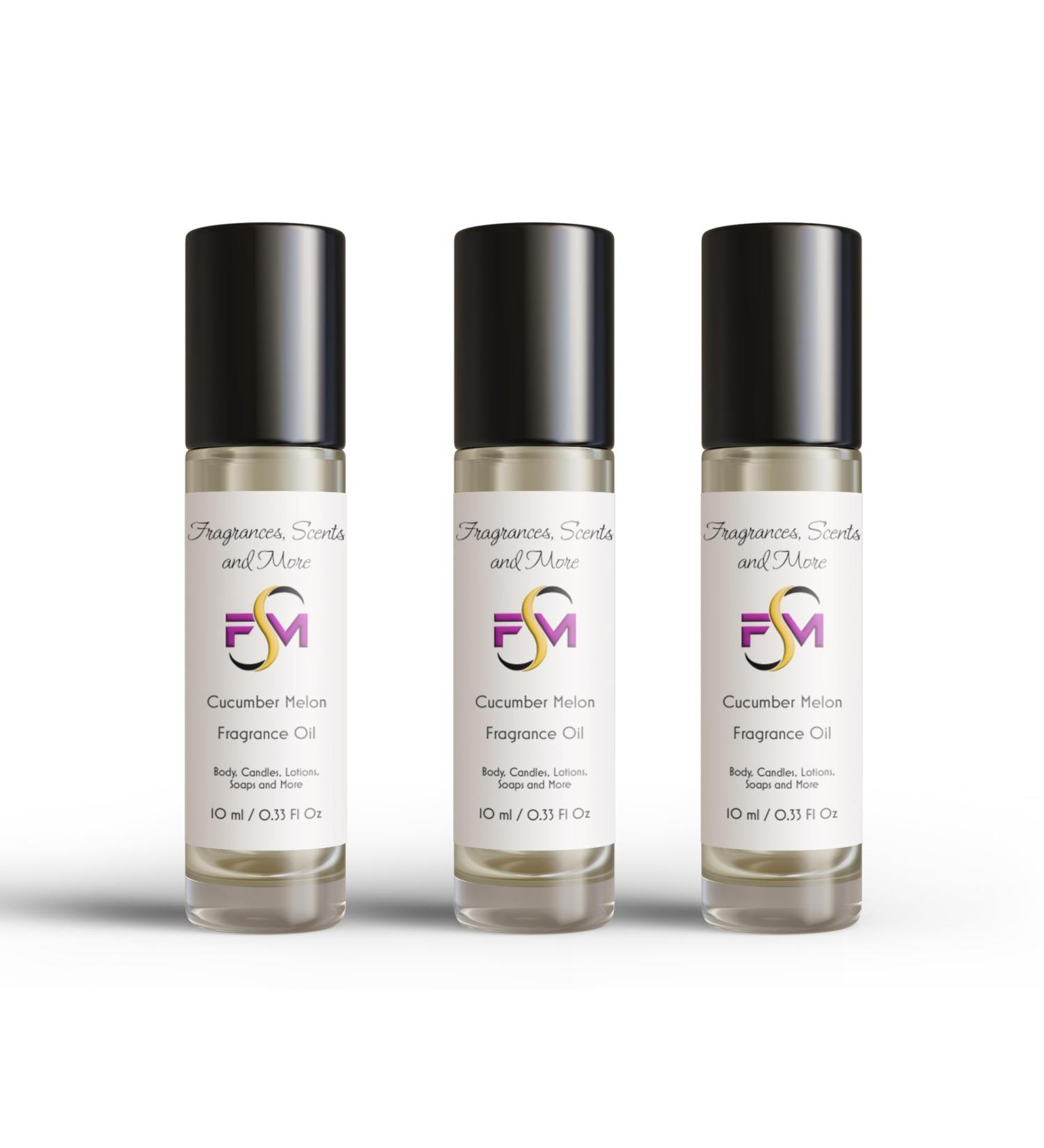 Cucumber Melon Fragrance Oil - Pack of 3 Glass Roll-Ons (10ml) for Relaxing Aromatherapy | International Shipping Available - Buy Online on GoSupps.com