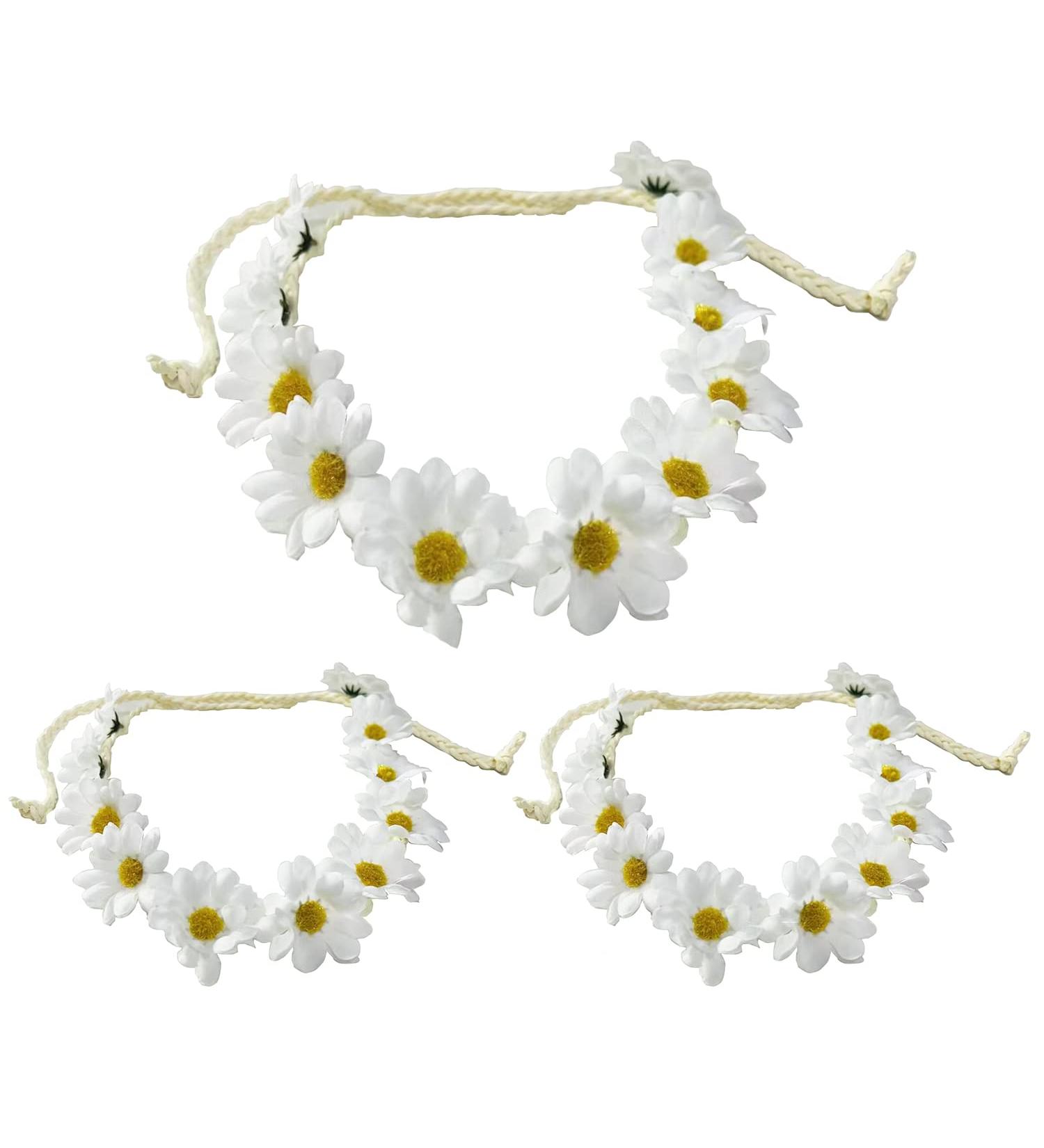 Bohemian Daisy Flower Crown Set - 3PCS Sunflower Headbands for Women & Girls | Wedding, Festival, Beach Vacation Accessories - Buy Online on GoSupps.com