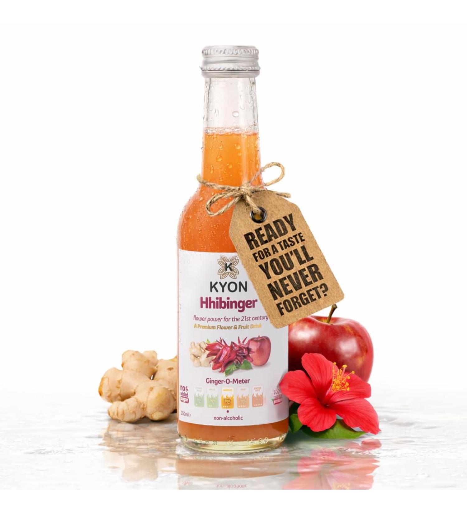 Boisson Kyon Hhibinger Jus de gingembre 250 ml l'hibiscus la pomme et au citron boisson rafra chissante et sans alcool disponible en packs de 24. - Buy Online on GoSupps.com