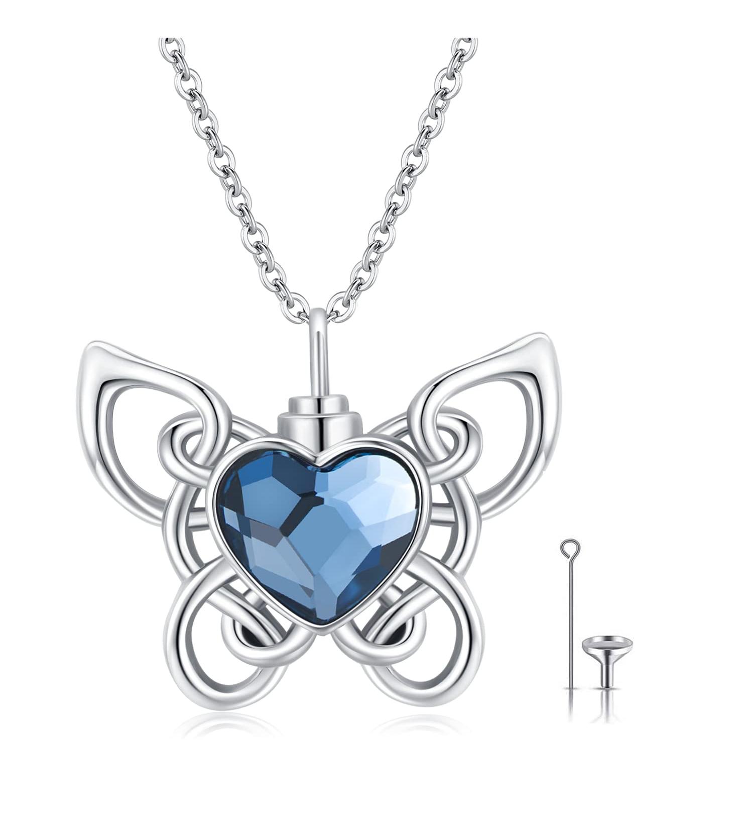 Elegant 925 Sterling Silver Urn Pendants | Memorial Jewelry for Ashes - Rose Dragonfly Moonstone & Heart Designs for Women - Buy Online on GoSupps.com