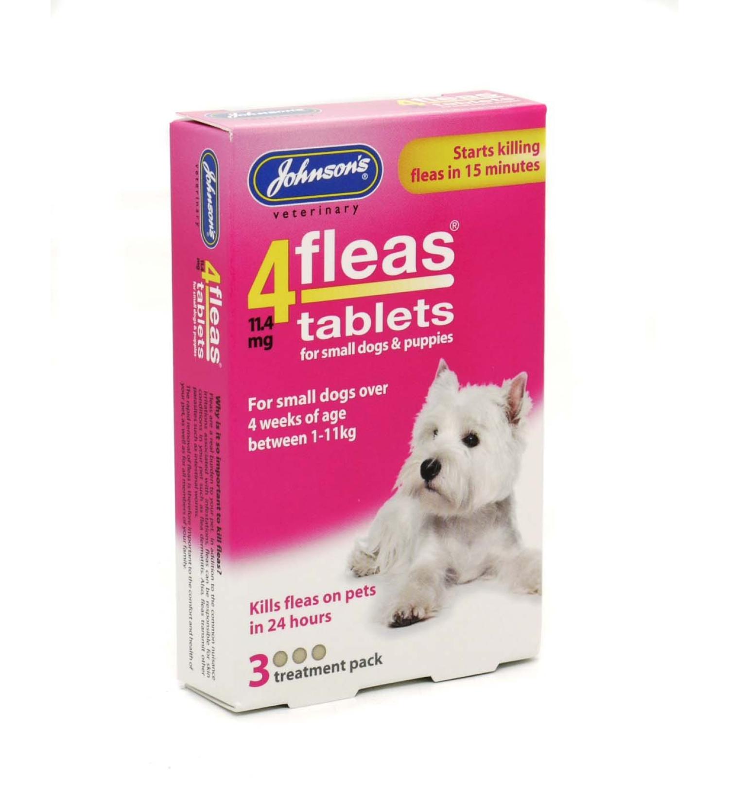 Johnsons 4 Fleas Tablets for Small Dogs & Puppies x 3 Tablets 30g - Bulk Deal of 6x