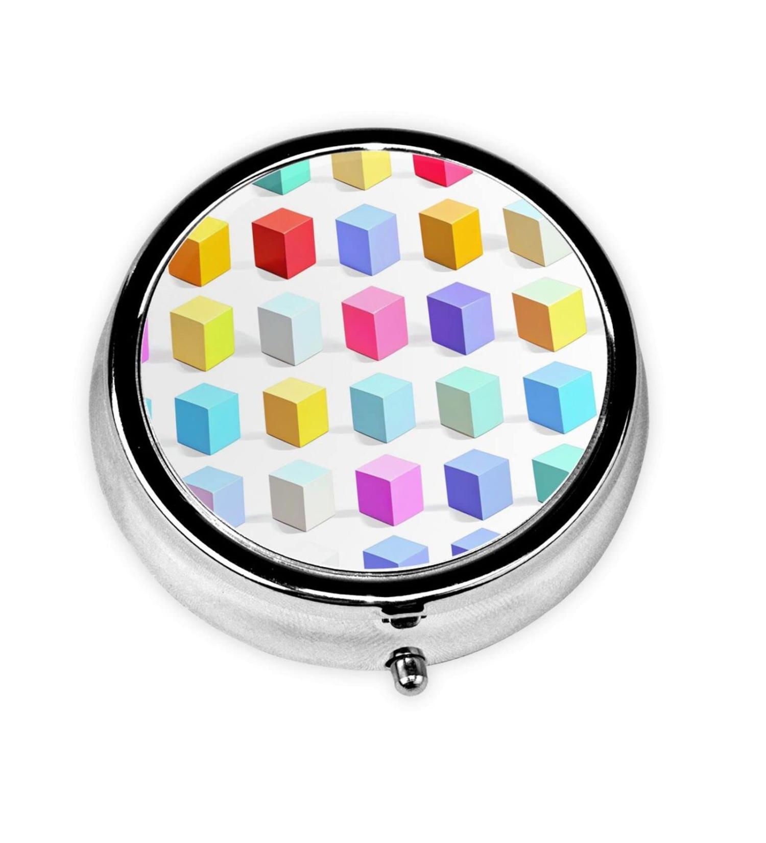 Colorful Round Pill Box Organizer - 3 Compartments for Travel | Portable Pill Holder for Purse & Pocket - Buy Online on GoSupps.com