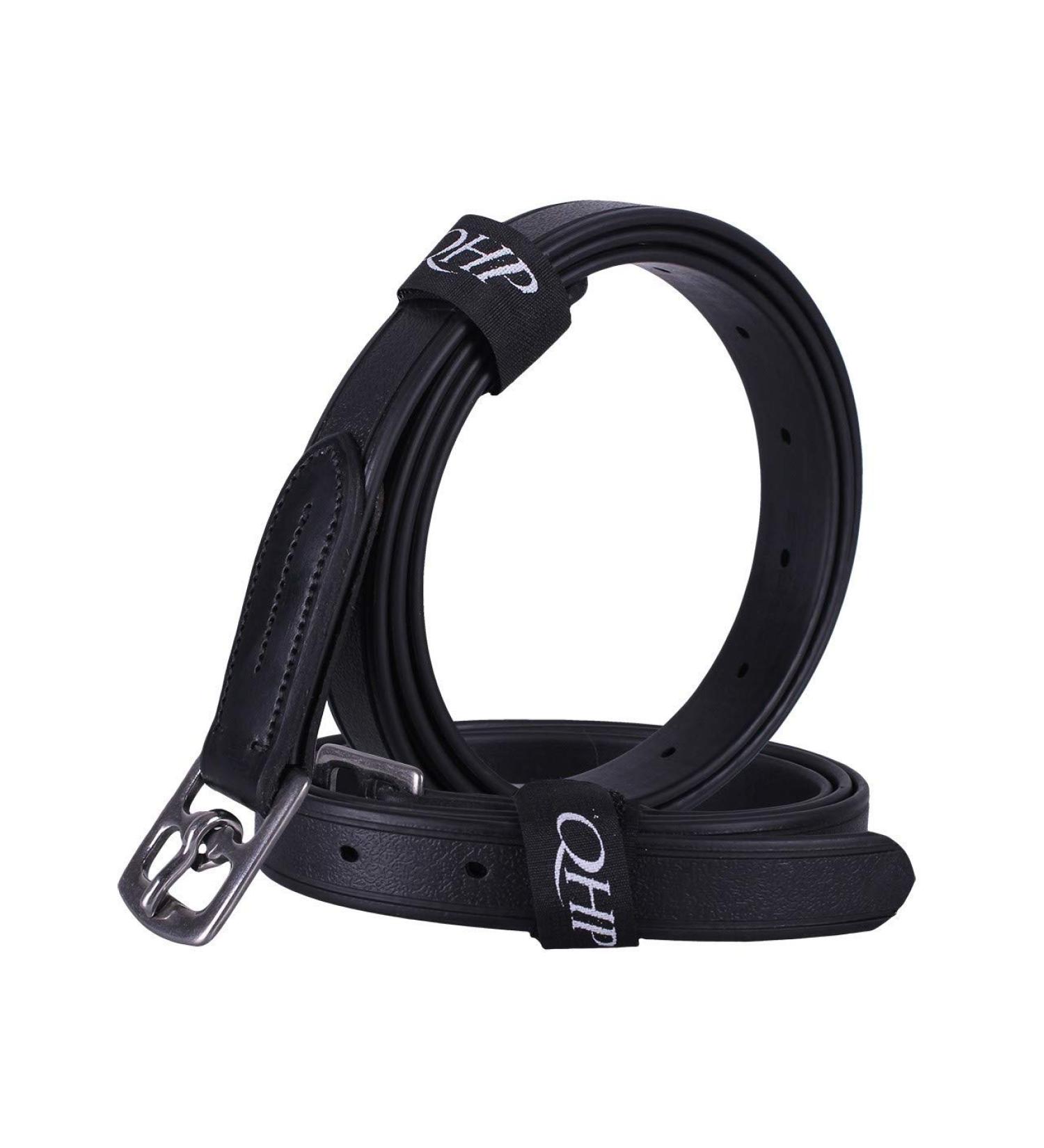ARBO-INOX - Stirrup leathers - Biothane - brown or black - leather look - stainless steel buckles (150cm black) 150cm black