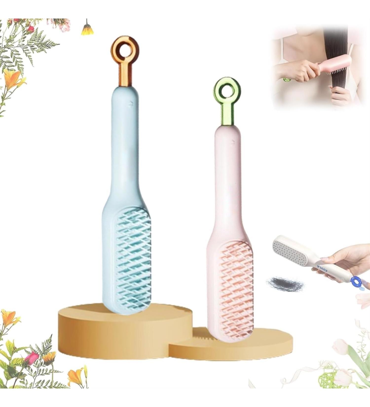 Self-Cleaning Anti-Static Massage Comb One-Pull Clean Massage Comb Massage Comb for Hair Scalable Rotate Lifting Self Cleaning Hairbrush Hair Styling Tools for Women (Color : 2pcs-B) - Buy Online on GoSupps.com