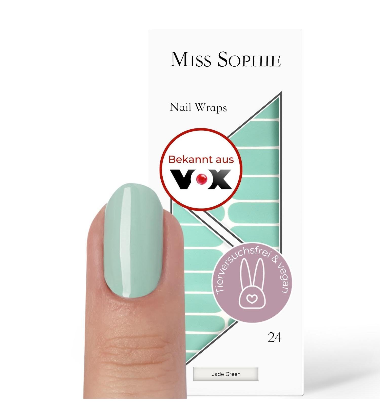 Original Miss Sophie Nail Foils Jade Green | 24 Ultra-Thin Nail Polish Stripes for Fingers & Toes | Adheres to Natural Acrylic Gel & Shellac Nails - Buy Online on GoSupps.com