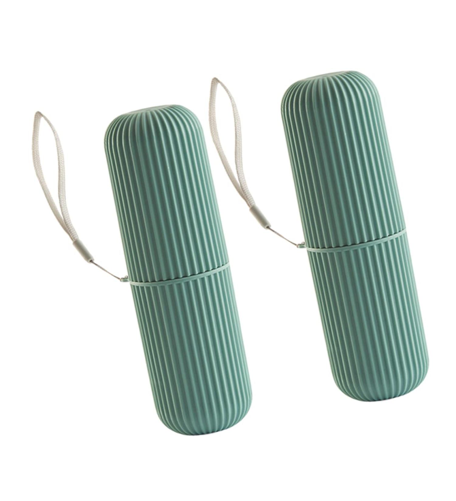 Beavorty Toothpaste Brush Container - 2 Piece Travel Tooth Cleaning Organizer in Green 5.5x5.5x19cm | International Shipping Available - Buy Online on GoSupps.com