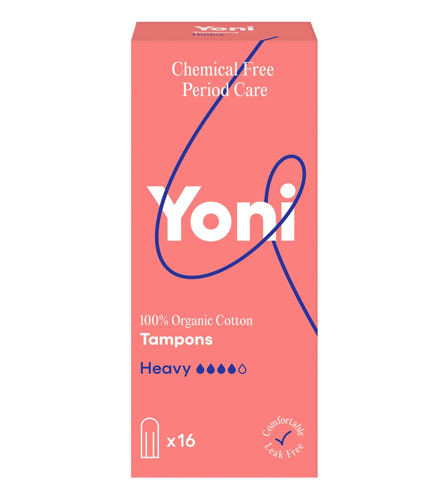 Yoni Organic Cotton Tampons Super - 16 Count | Hypoallergenic Breathable Plastic-Free | Best for Heavy Bleeding - Buy Online on GoSupps.com