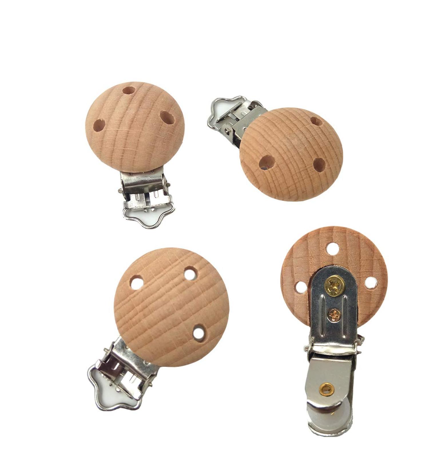 Alenybeby 10 Natural Beech Wood Pacifier Clips - 30mm Straps Holders with Charm for DIY Pearl Chains - Antique Style Baby Accessories - Buy Online on GoSupps.com