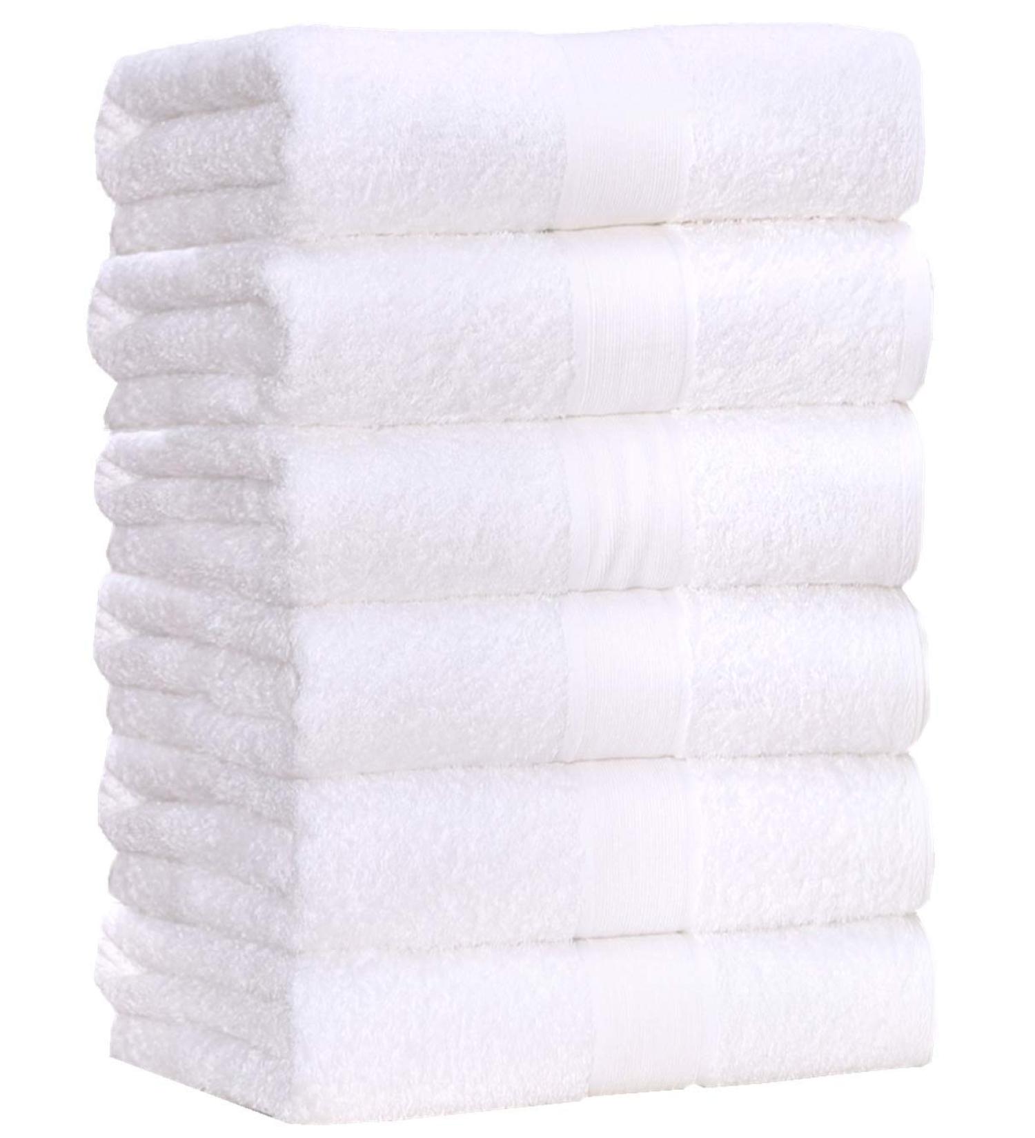 Aibaser Bamboo Cotton Bath Towels - 27x54 inch - 6 Piece Set - Ultra Absorbent - White Bath Towels - Buy Online on GoSupps.com
