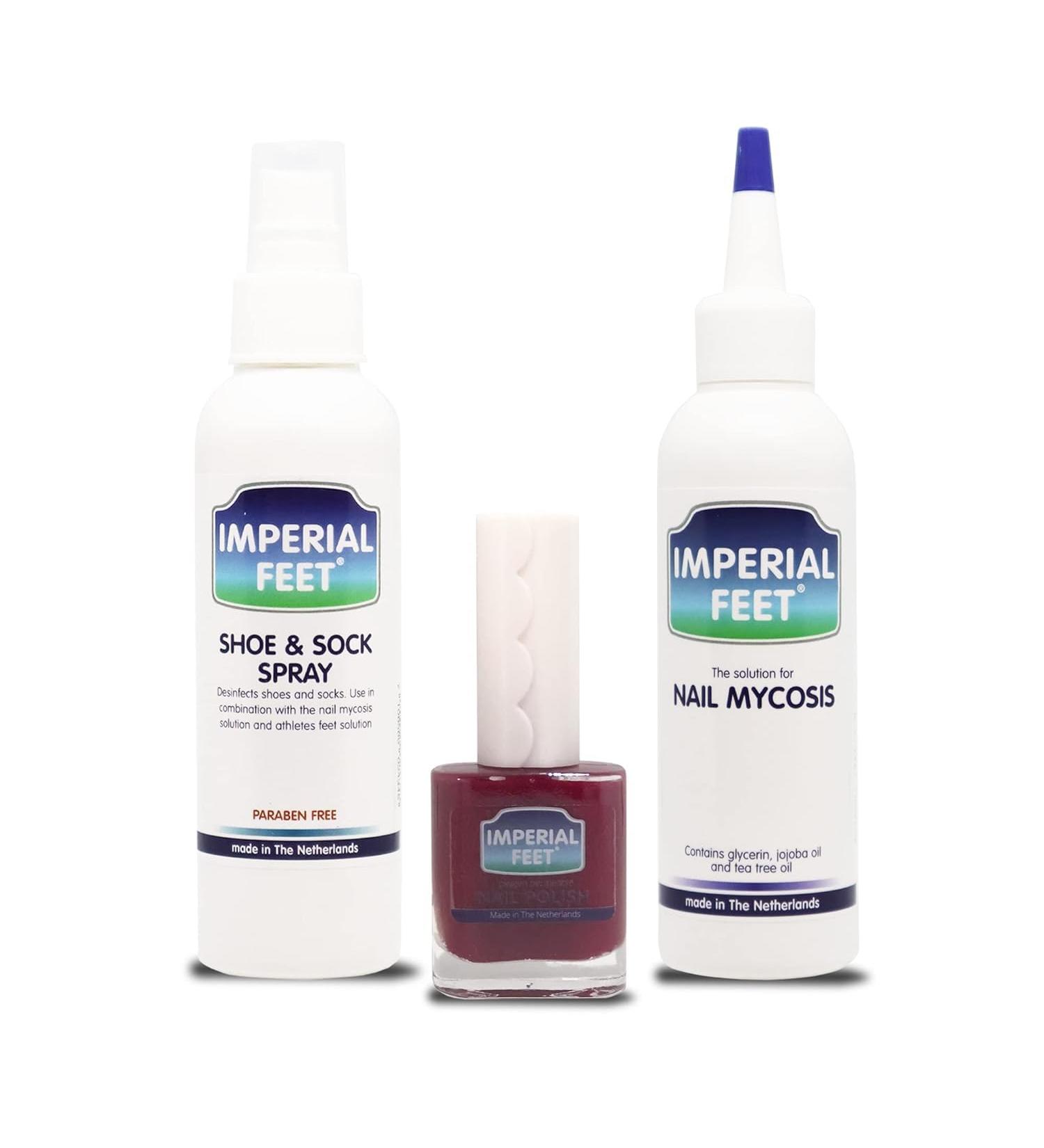Ultimate Nail Fungus Treatment Set - Fungal nail treatment with Preventive Anti-fungal Shoe and sock Spray and red Nail Polish
